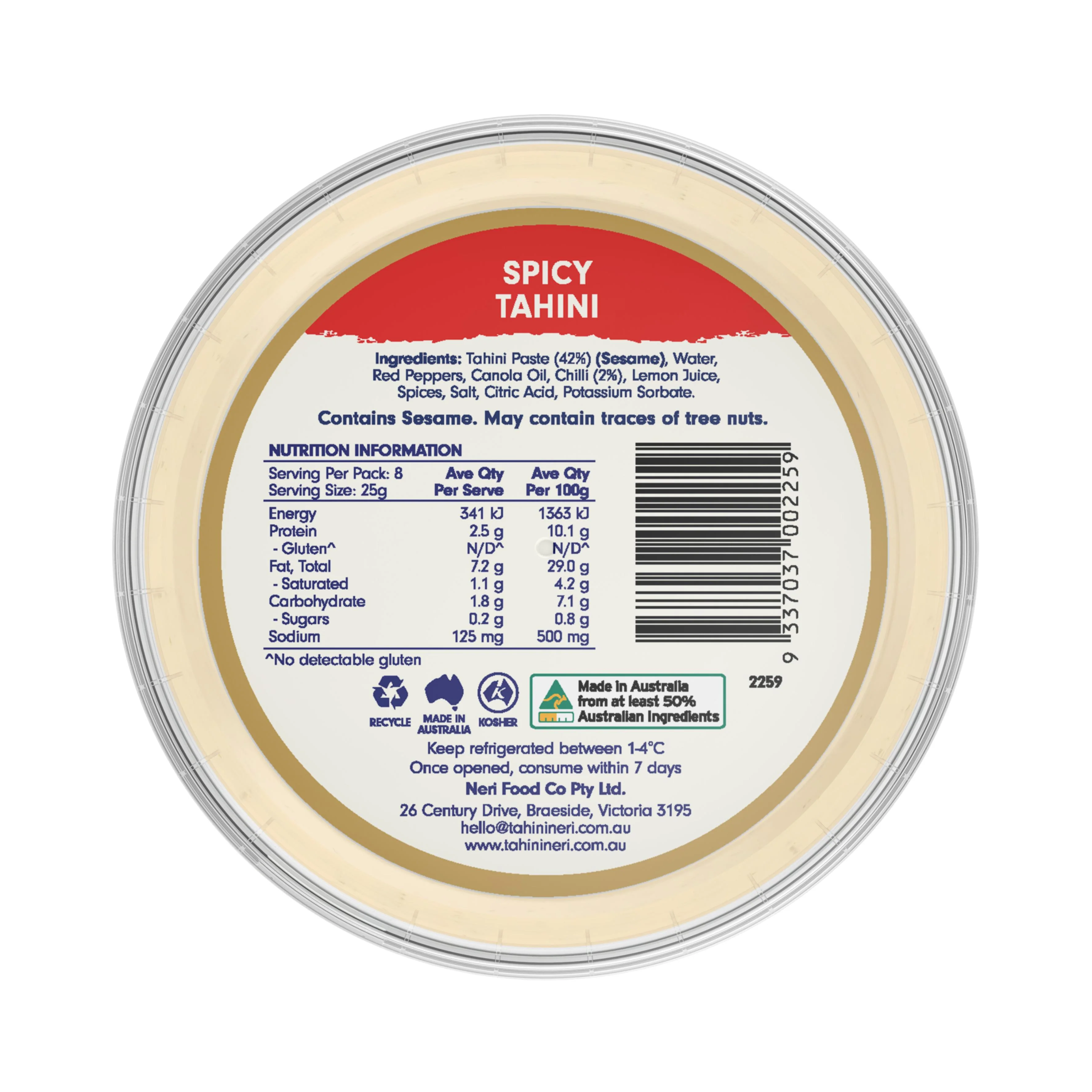Tahini Neri Spicy Tahini 200g - Image 3