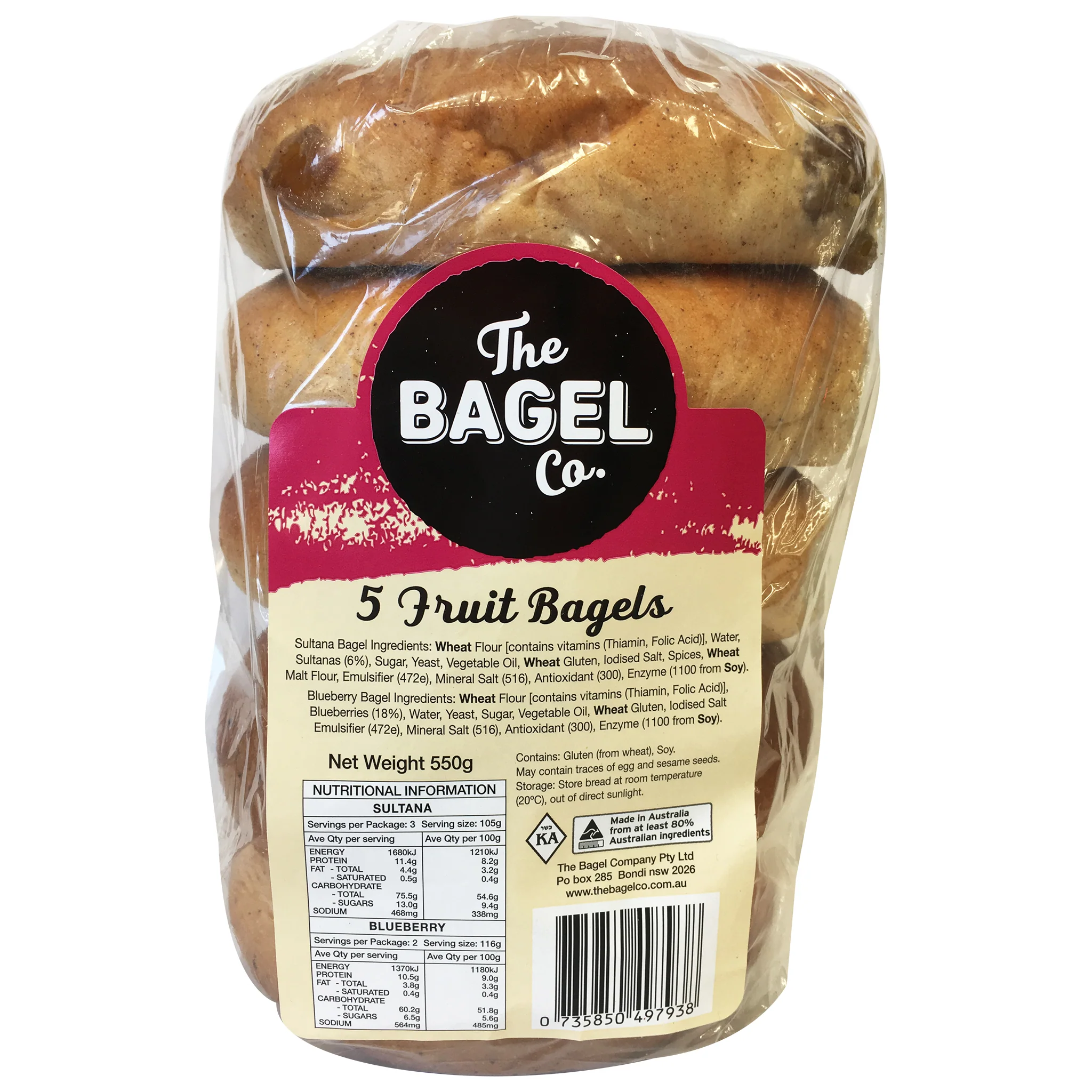 The Bagel Co Fruit Bagels x5 500g - Image 2