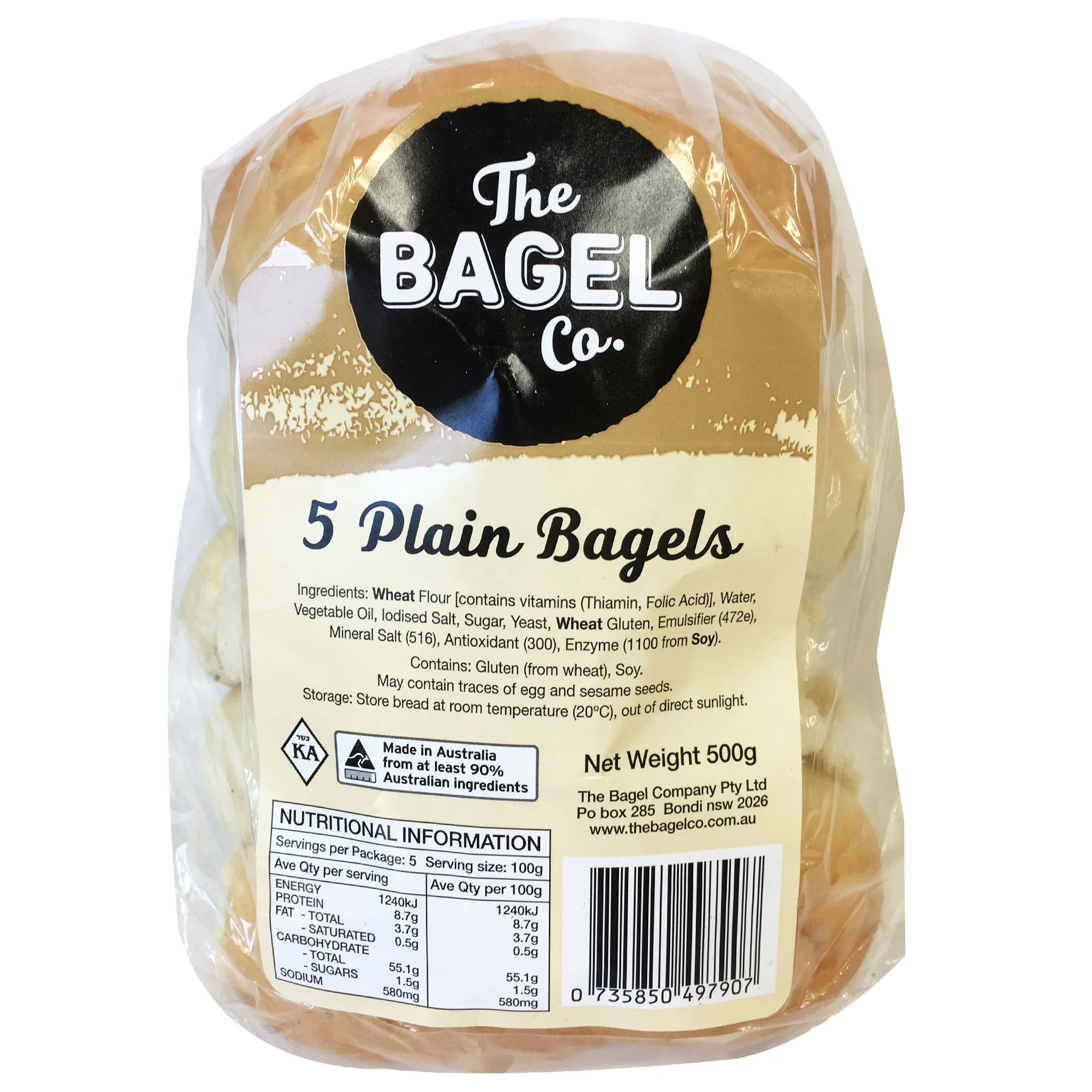 The Bagel Co Plain Bagels x5 500g - Image 2