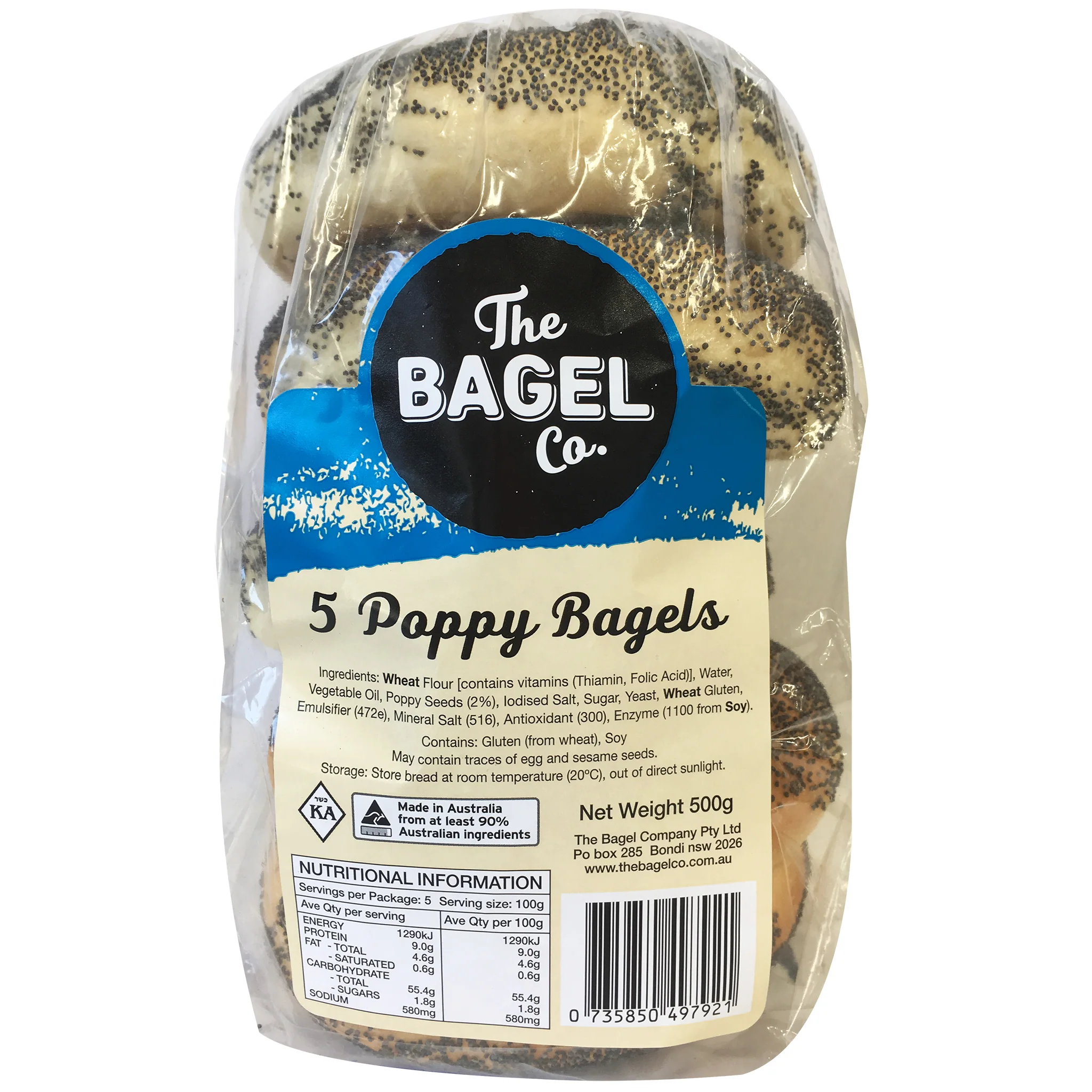 The Bagel Co Poppy Bagels x5 500g - Image 2