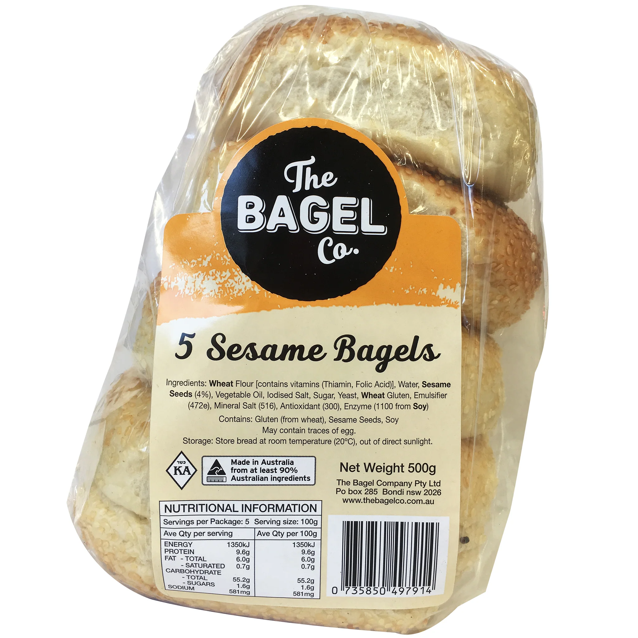 The Bagel Co Sesame Bagels x5 500g - Image 2