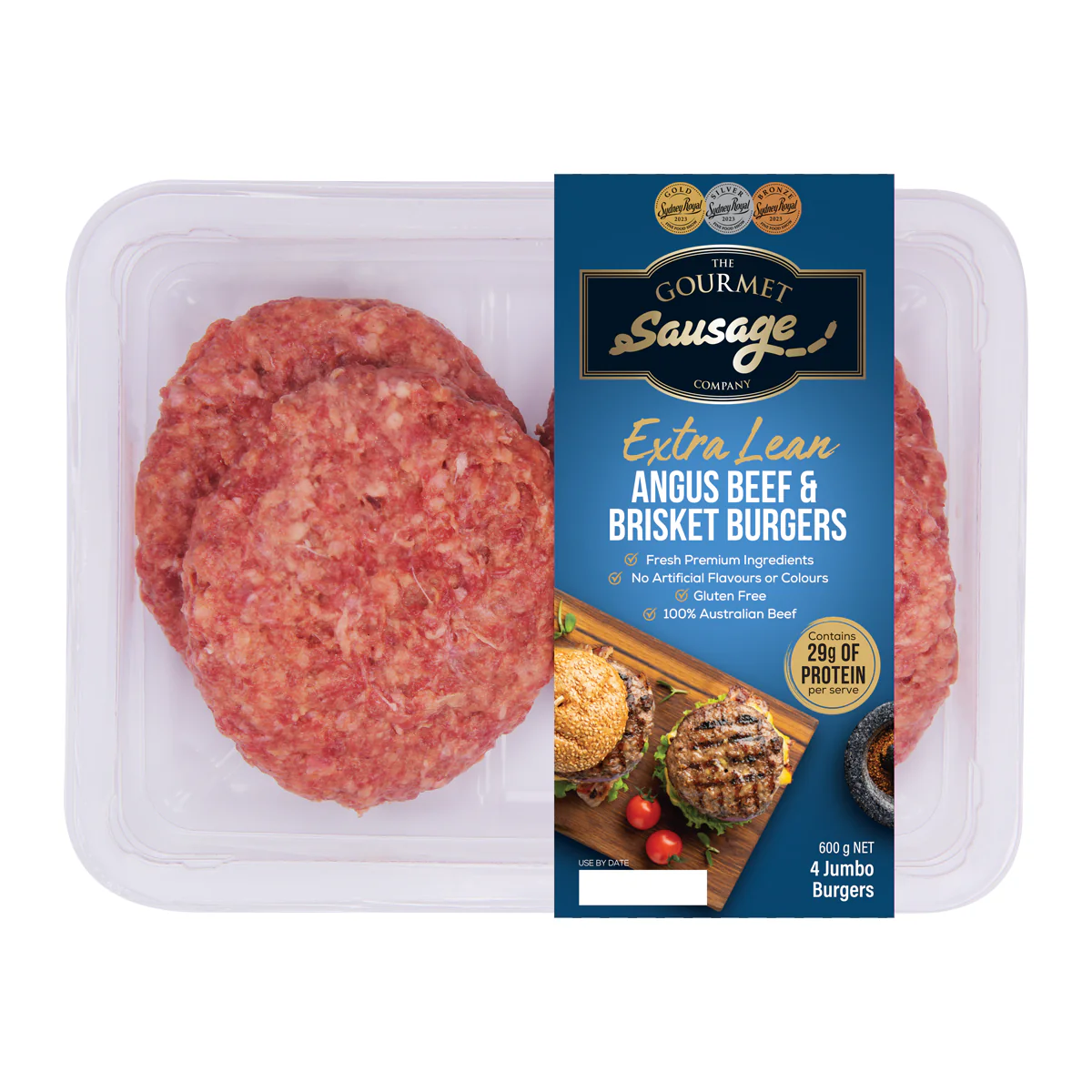 The Gourmet Sausage Lean Angus Beef Brisket Burgers x4 600g