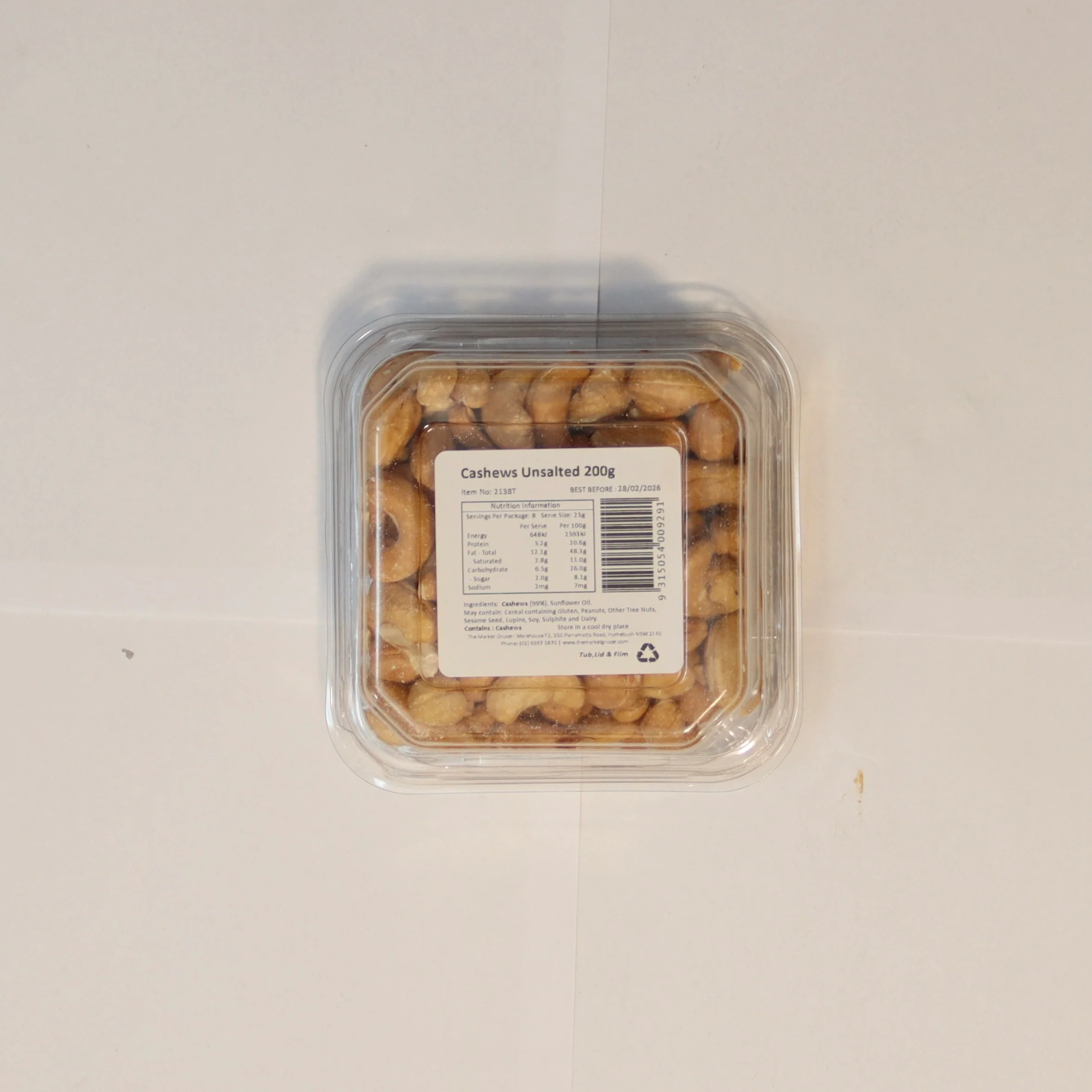 The Market Grocer Cashew Unsalted Tub 200g - Image 2