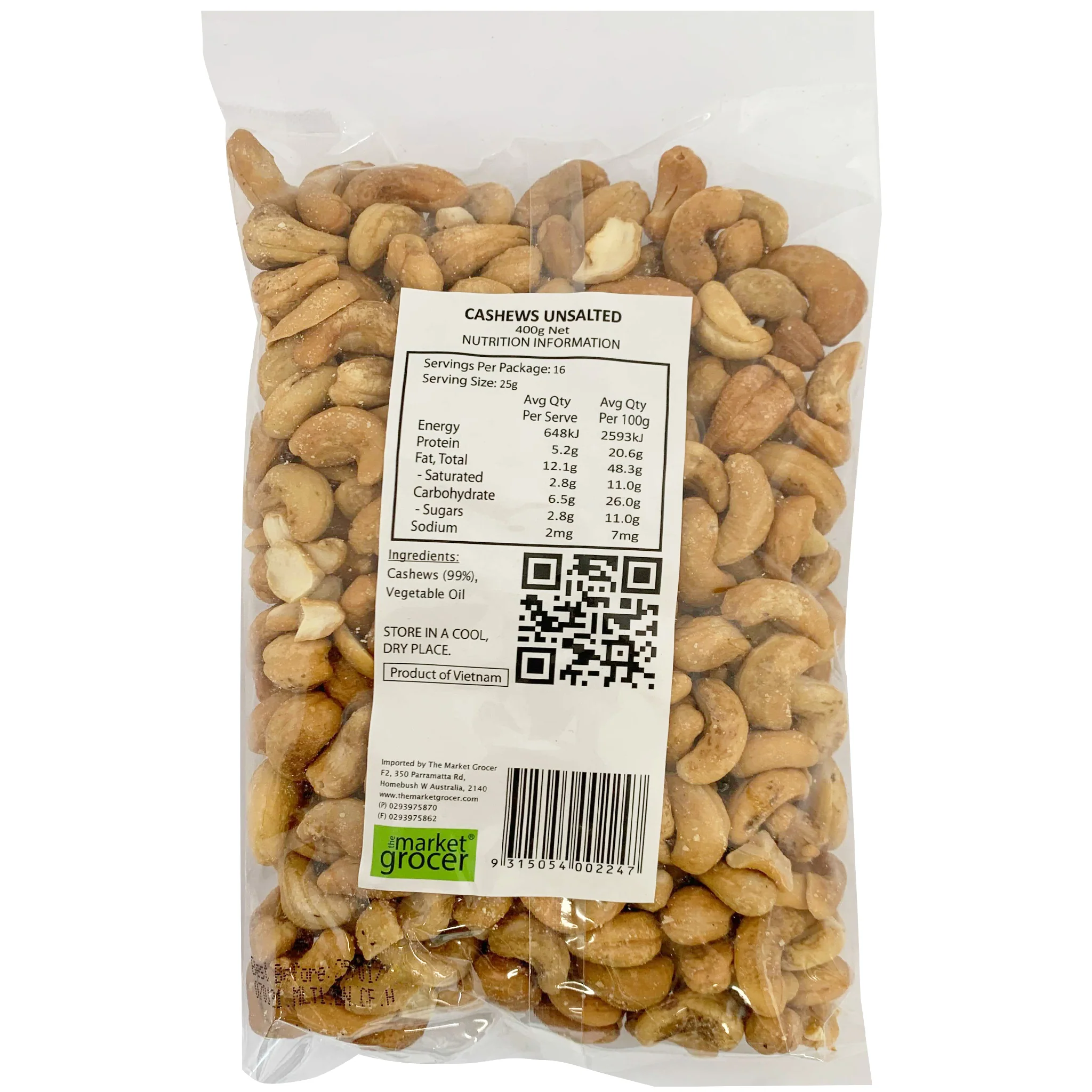 The Market Grocer Cashews Unsalted 400g - Image 2