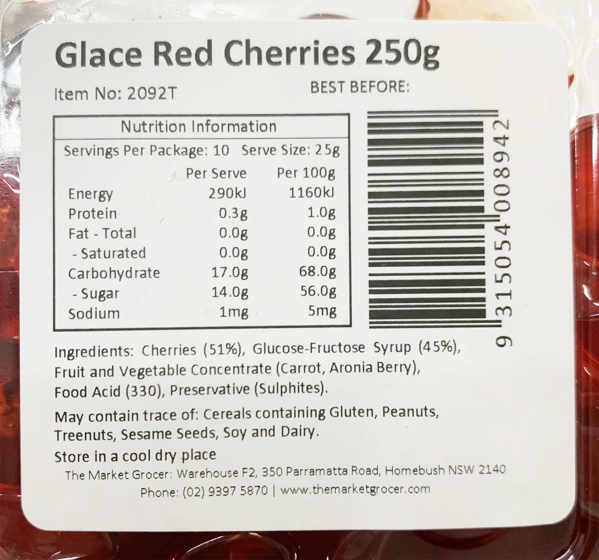 The Market Grocer Glace Red Cherries 250g - Image 3