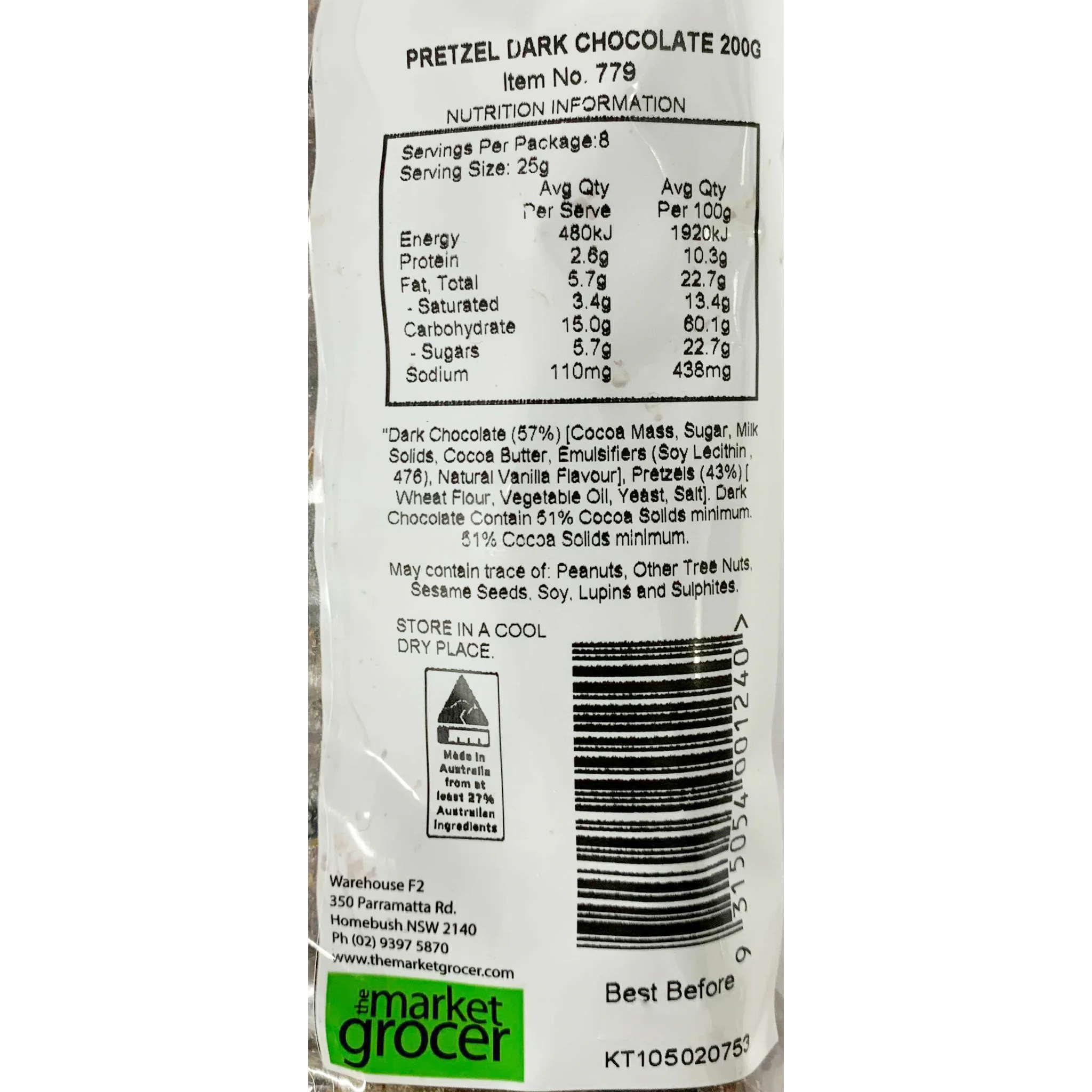The Market Grocer Pretzels Dark Chocolate 200g - Image 2