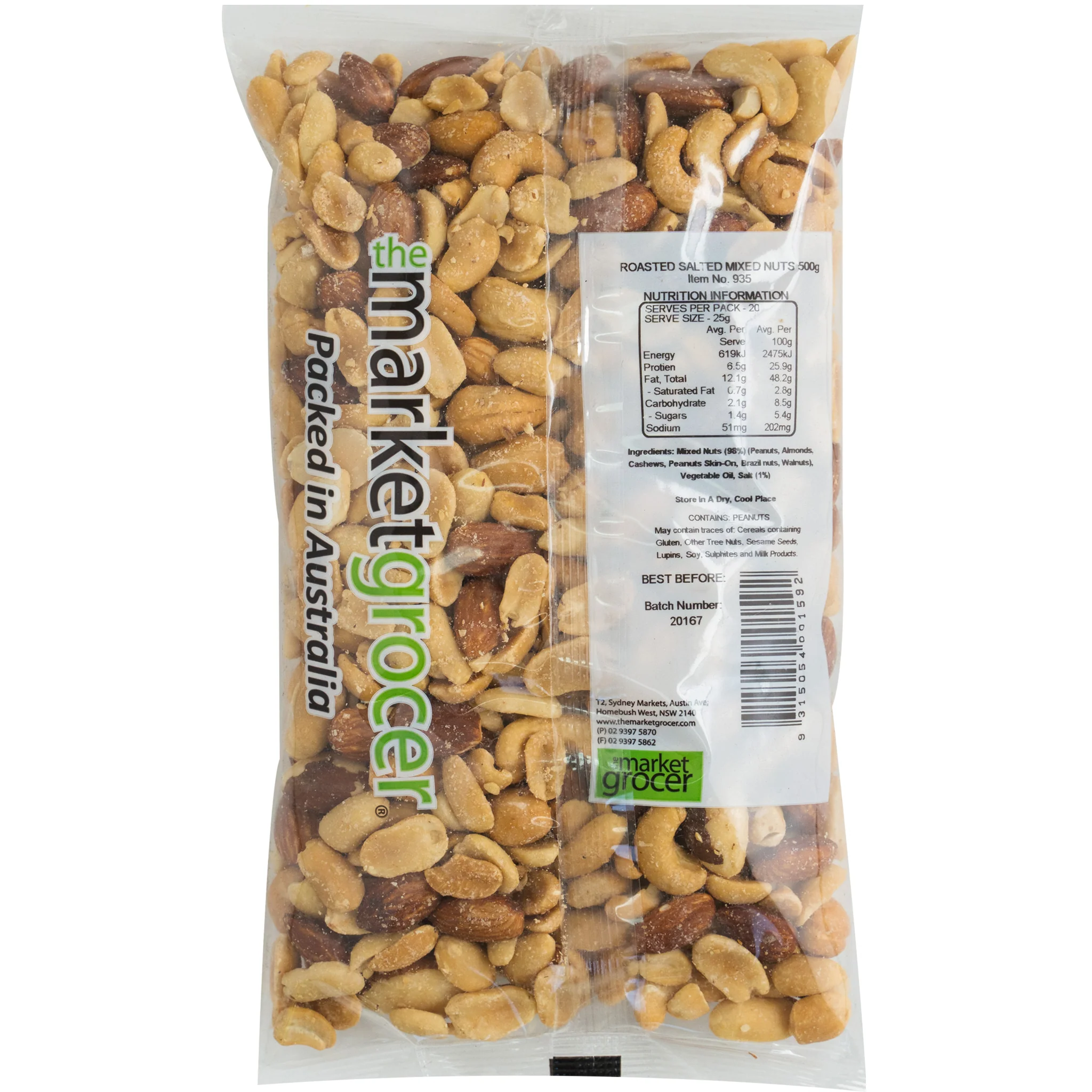 The Market Grocer Roasted and Salted Mixed Nuts 500g - Image 2