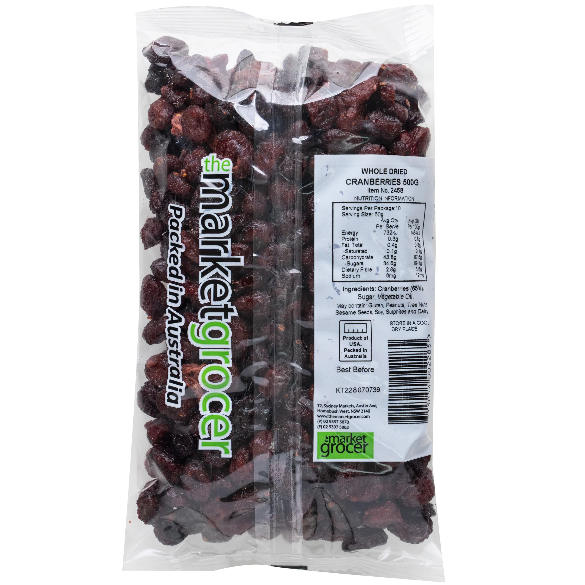 The Market Grocer Whole Dried Cranberries 500g - Image 2