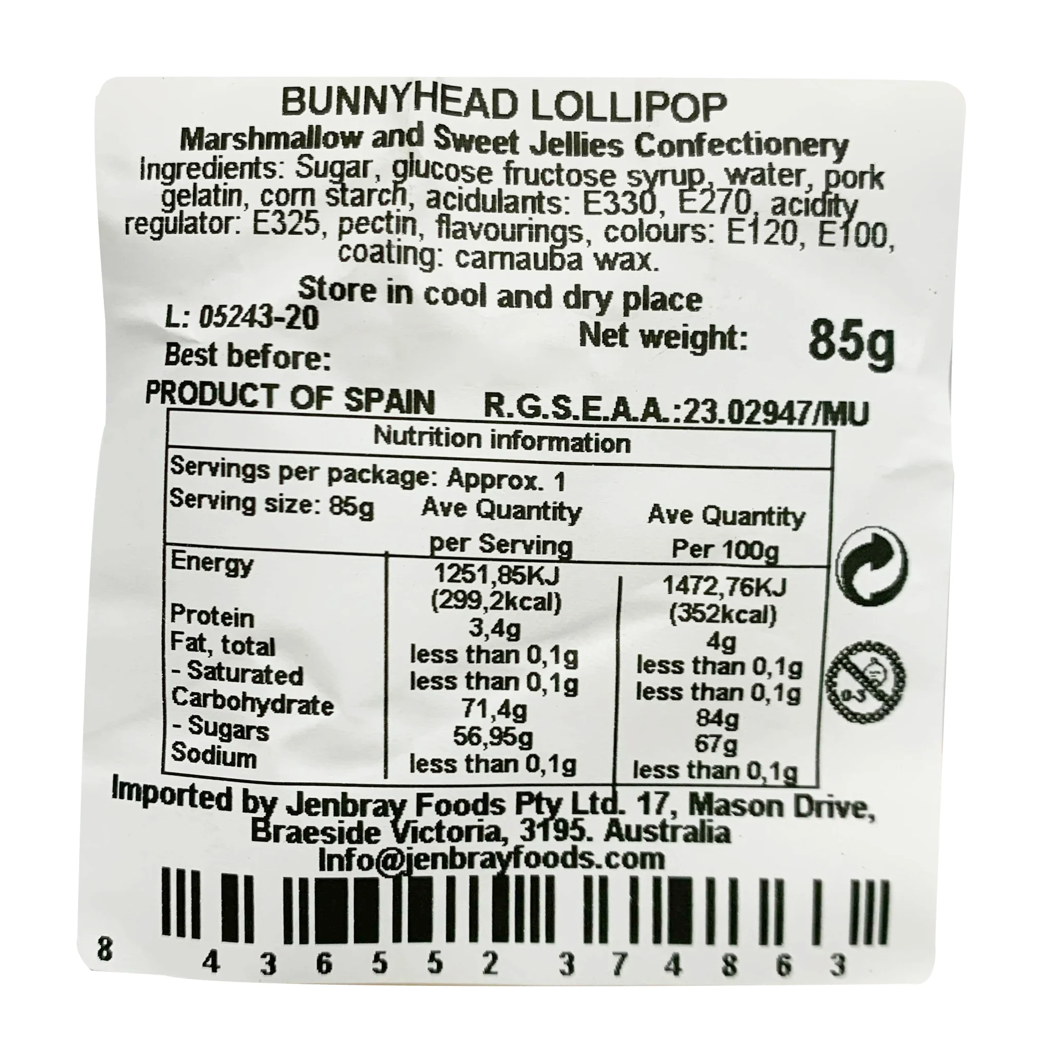 The Marshmallow Castle Bunny Mallow Pop 85g - Image 2