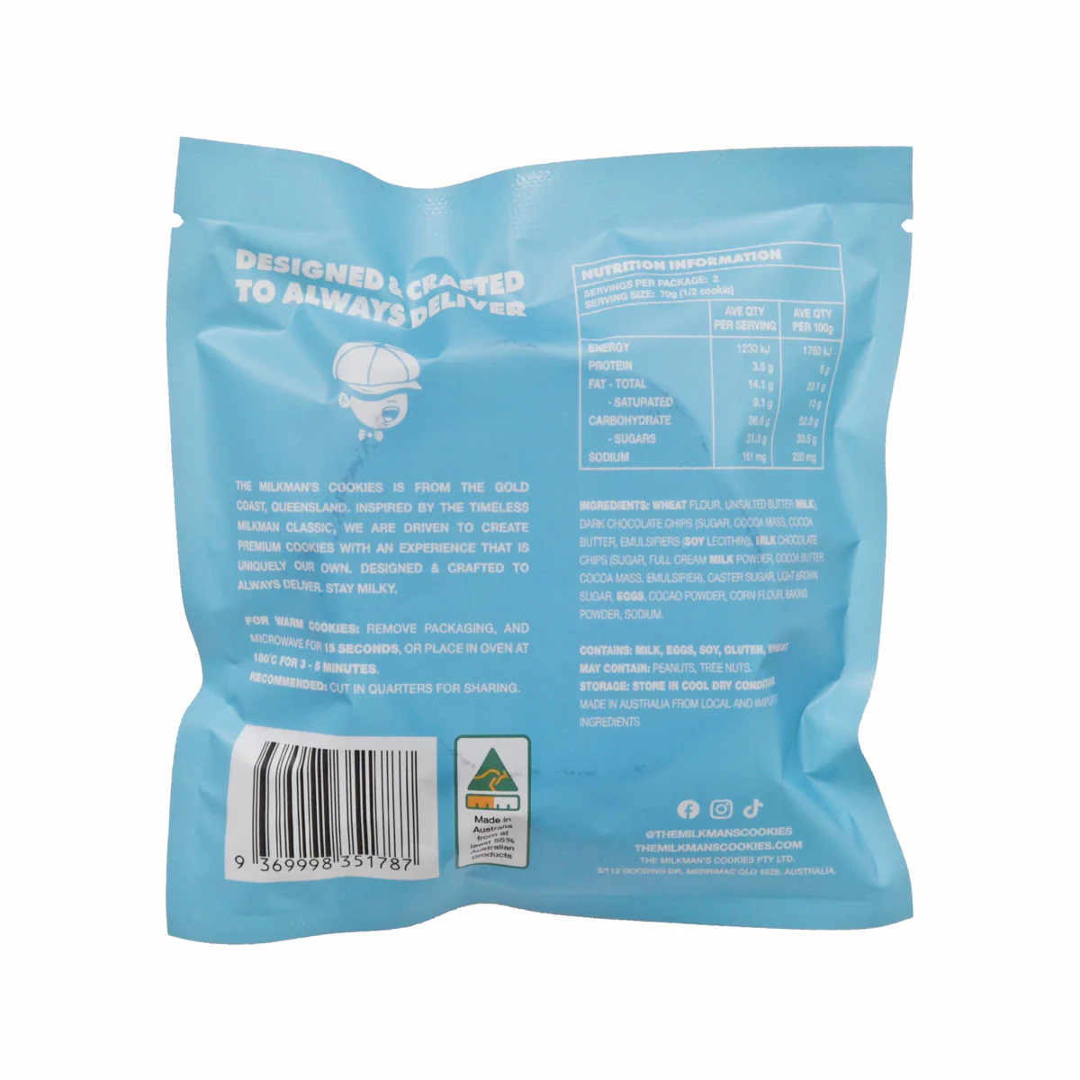 The Milkman's Cookies Double Choc 140g - Image 2