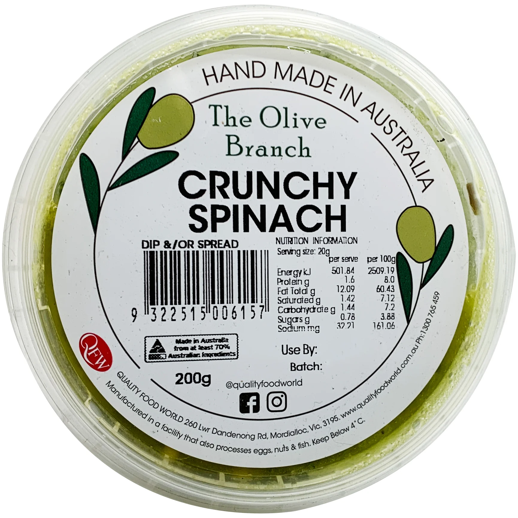 Olive Branch Crunchy Spinach Dip 200g - Image 2