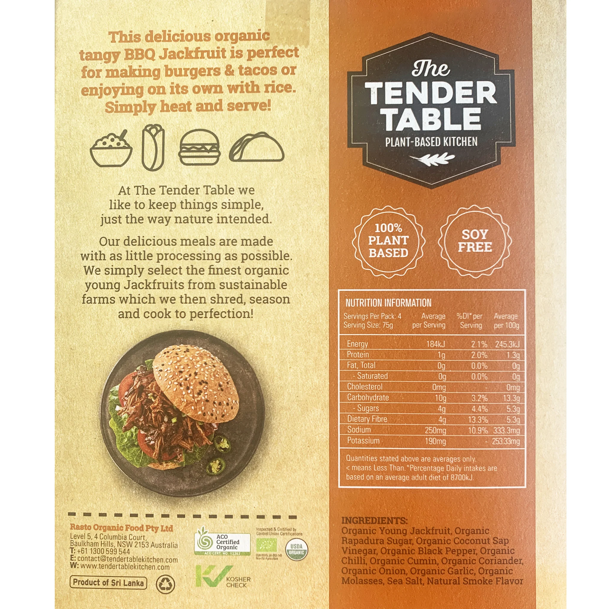The Tender Table Organic Tangy BBQ Jackfruit 300g - Image 2