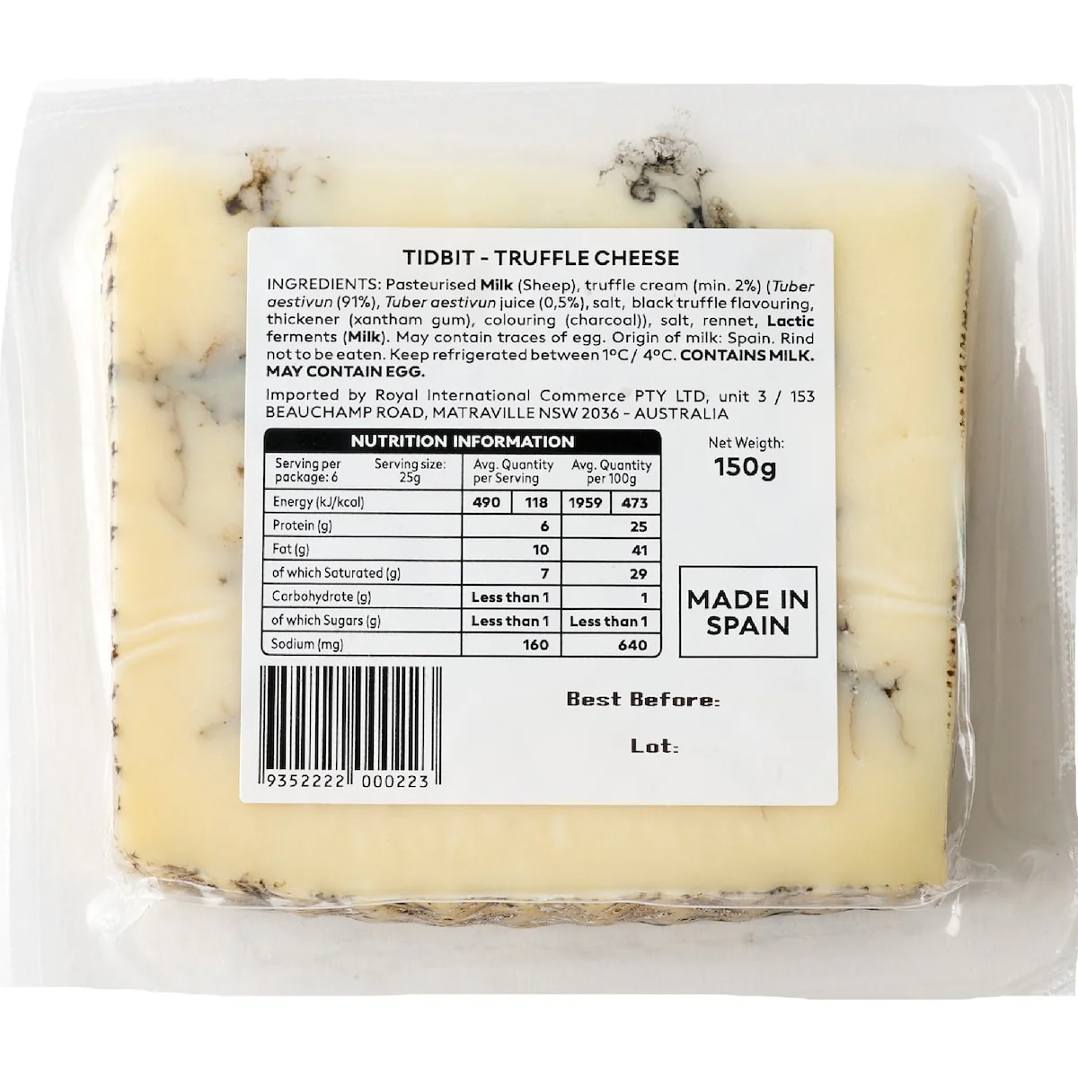 Tidbit Truffle Spanish Cheese 150g - Image 2