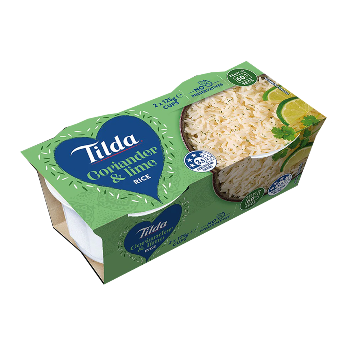 Tilda Coriander & Lime Rice Cups x2 250g