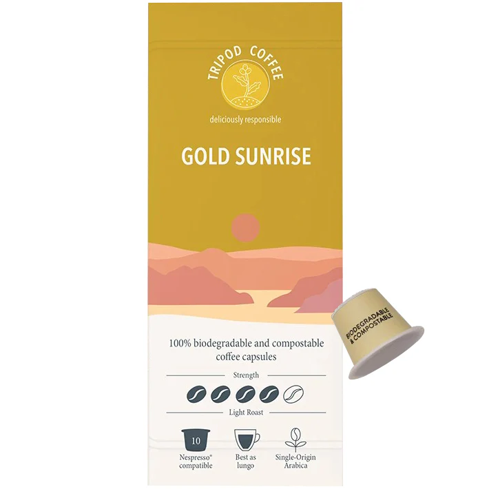 Tripod Coffee Gold Sunrise Coffee Light Roast 10 Compatible Capsules 52g