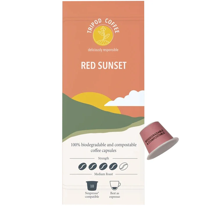 Tripod Coffee Red Sunset Coffee Medium Roast 10 Compatible Capsules 52g