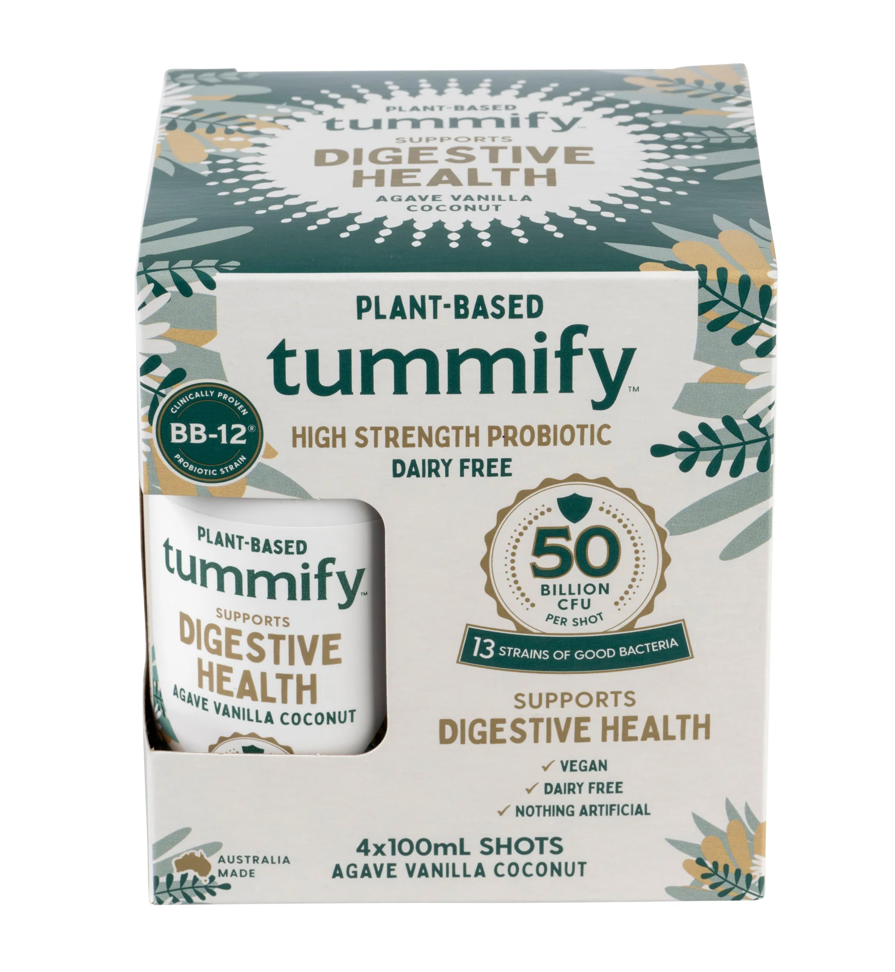 Tummify Plant Based High Strength Probiotic Shot Agave, Vanilla & Coconut 4 x 100ml - Image 3