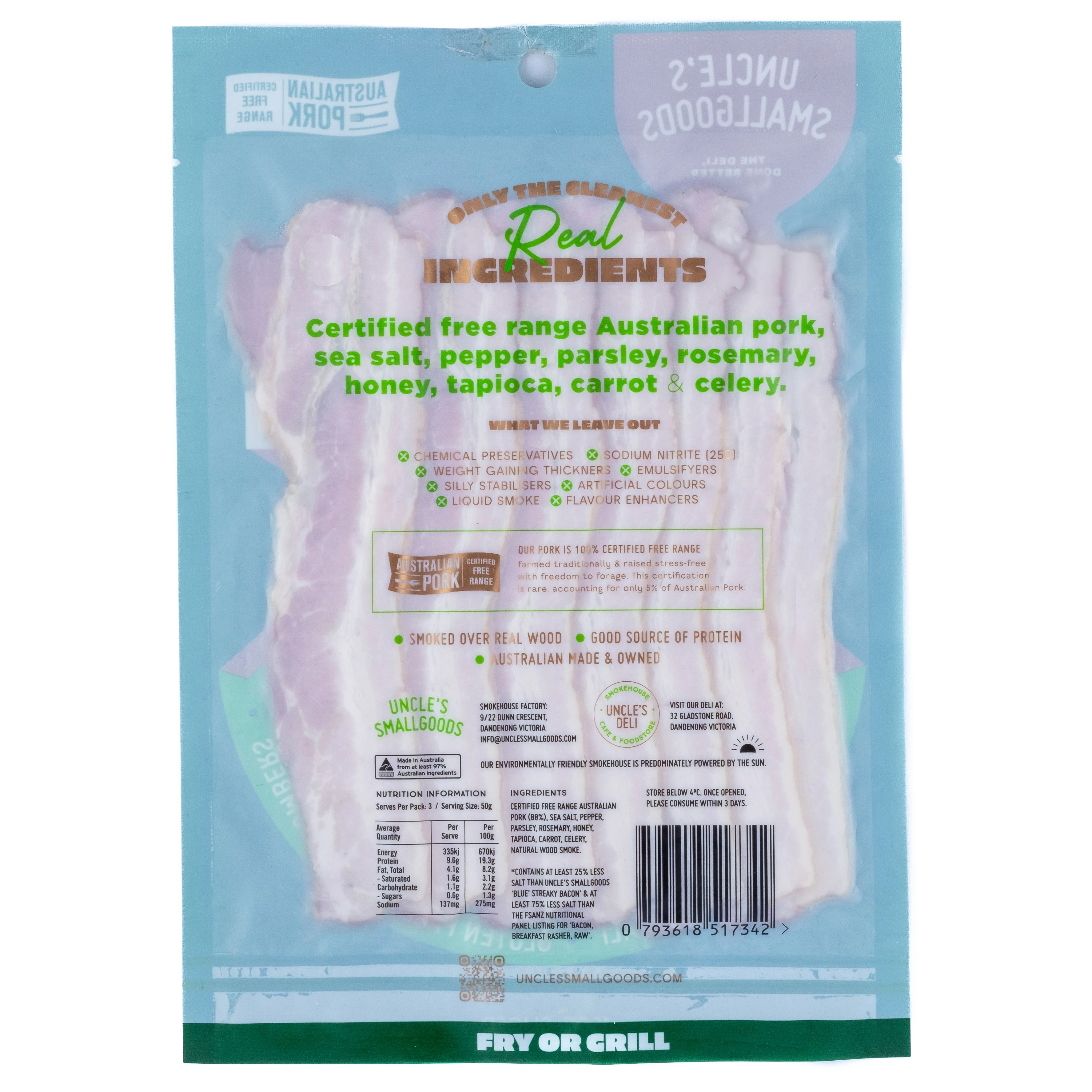 Uncle's Smallgoods Nitrite Free Bacon 150g - Image 2