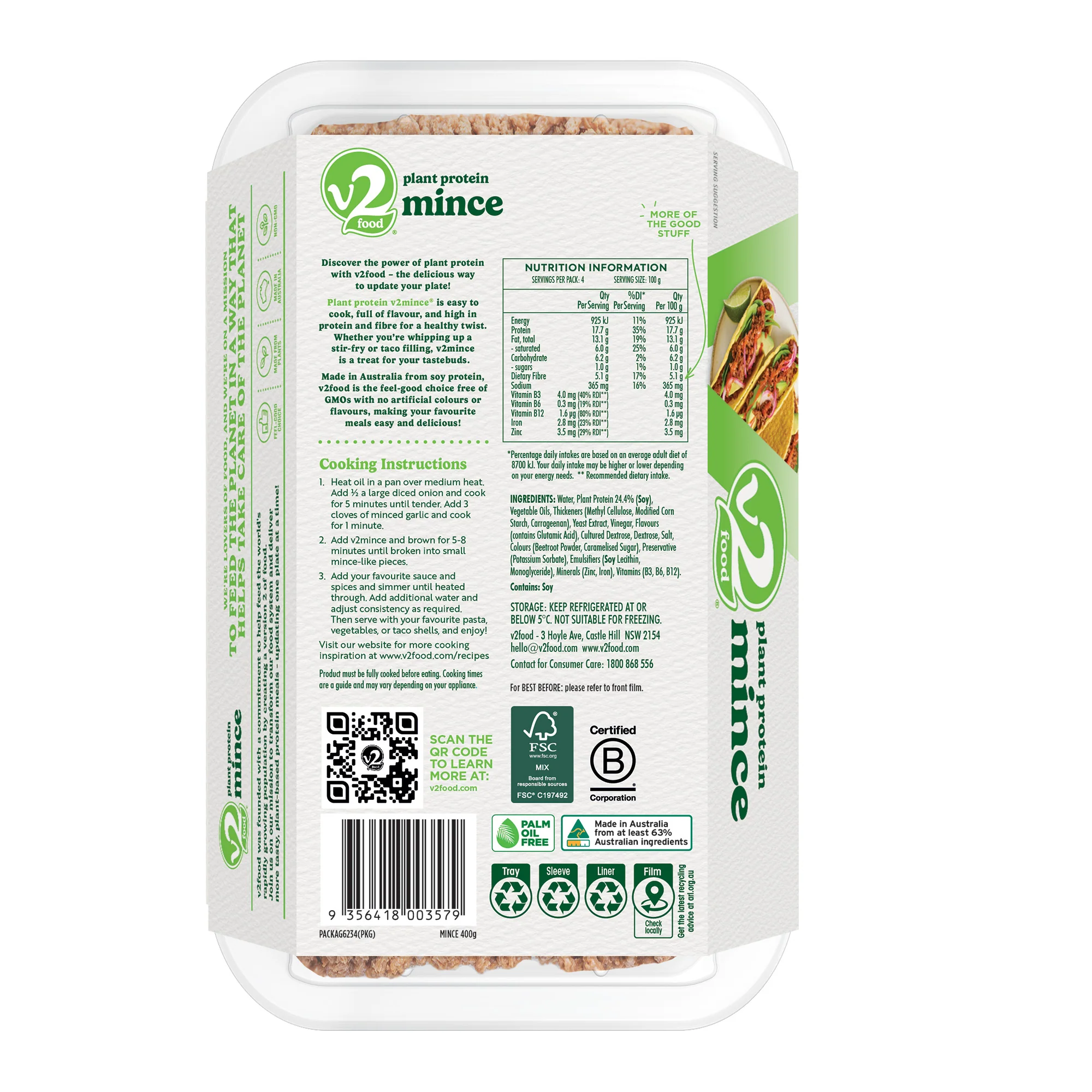 V2Food Plant Protein Mince 400g - Image 2