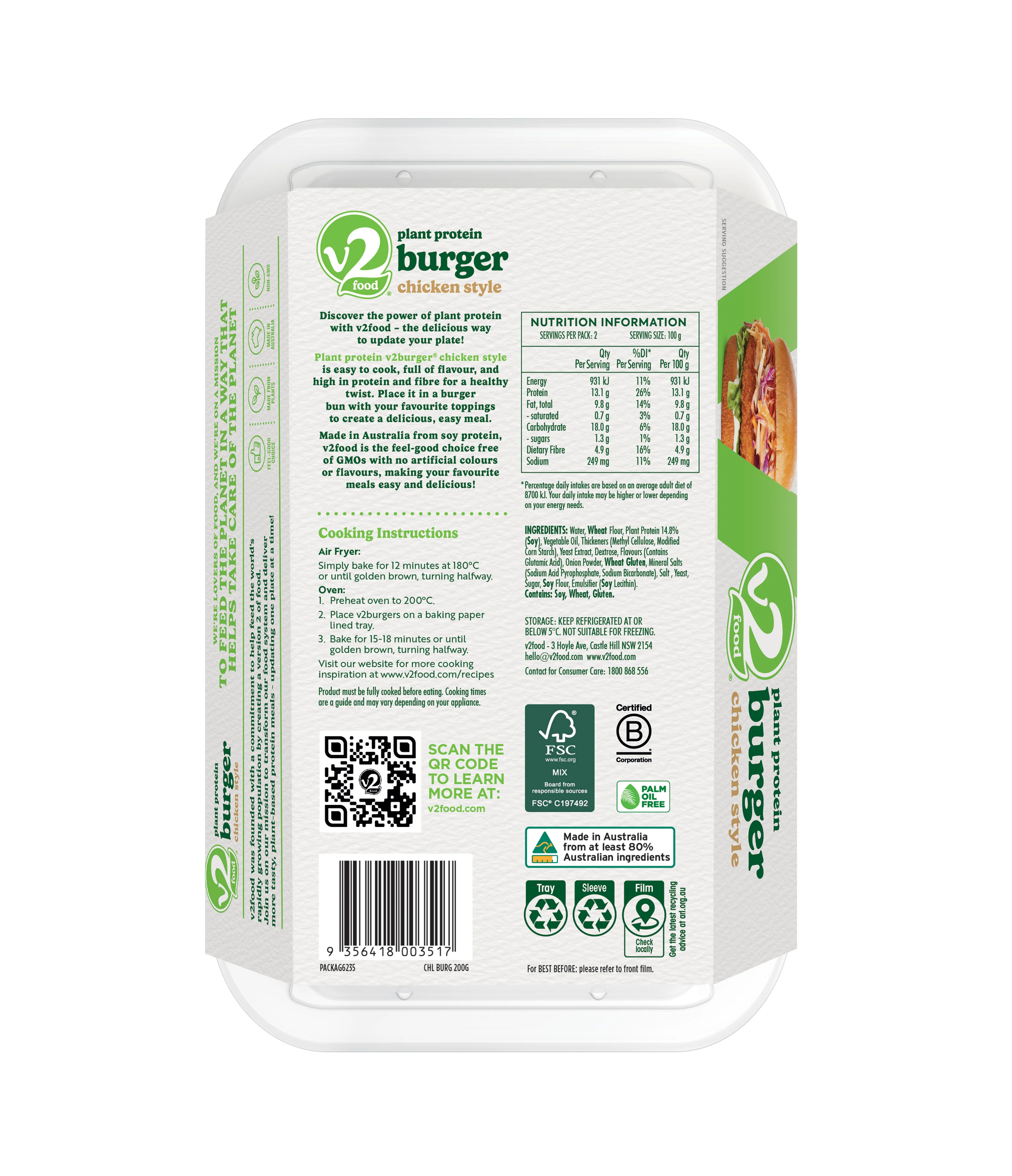 V2Food Vegan Chicken Style Burger x2 250g - Image 2