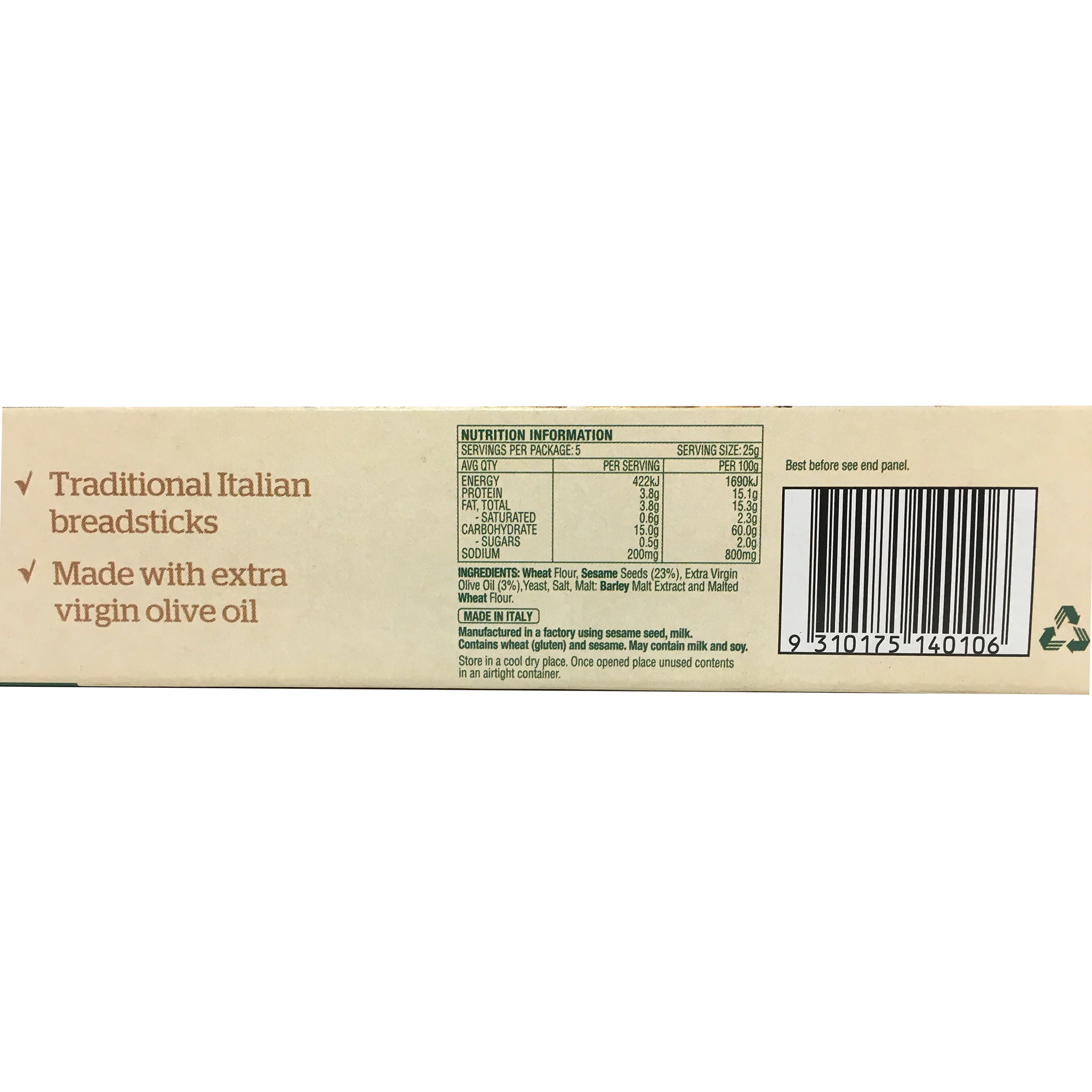 Val Verde Sesame Grissini 125g - Image 2
