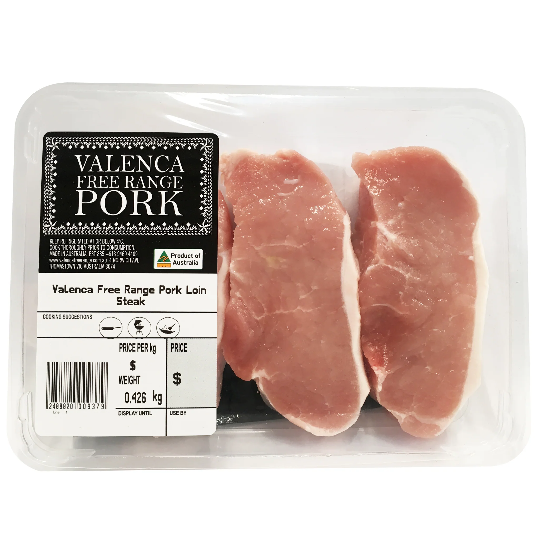 Valenca Free Range Pork Loin Steaks 300-600g