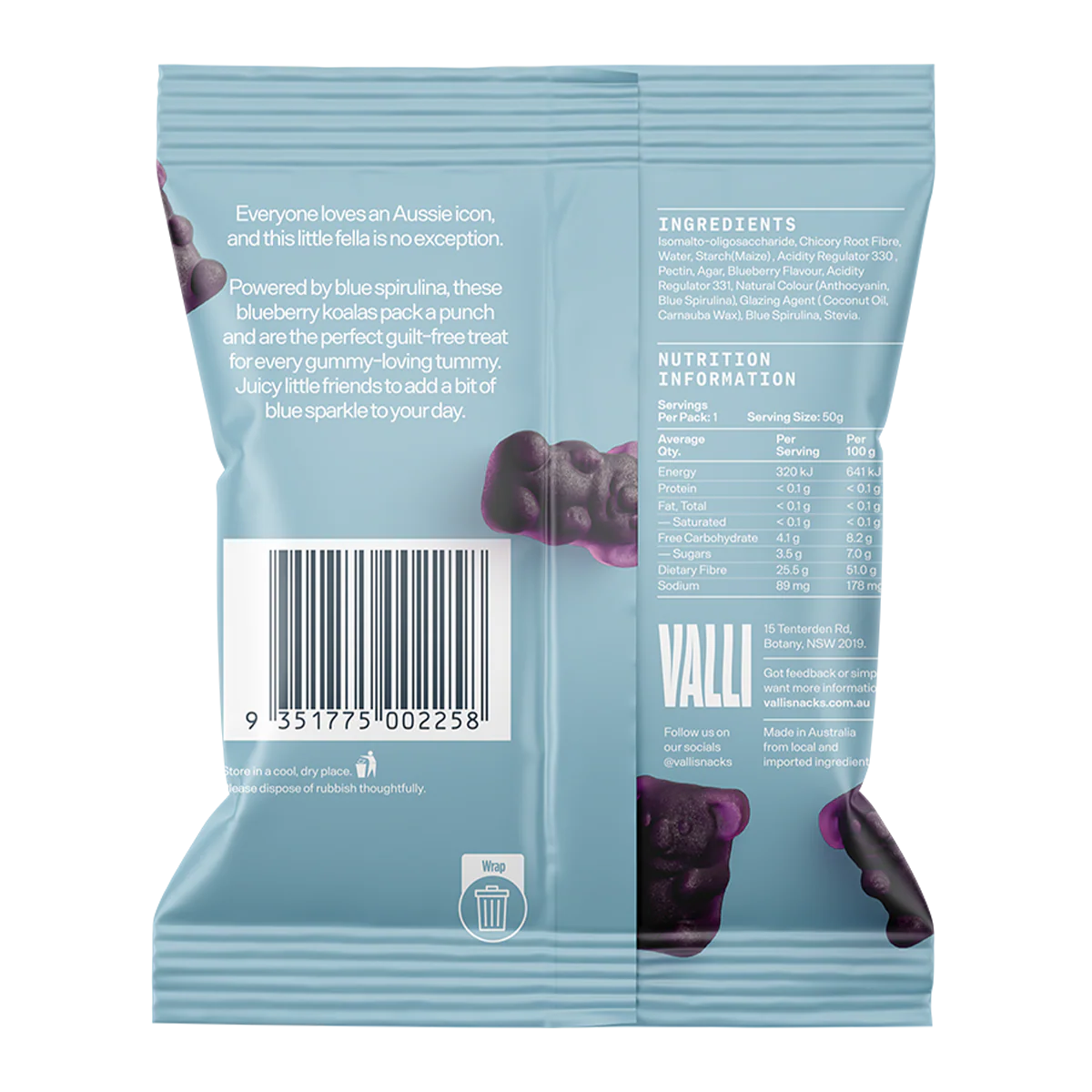 Valli Gummies Blueberry Koala Bears 50g - Image 2