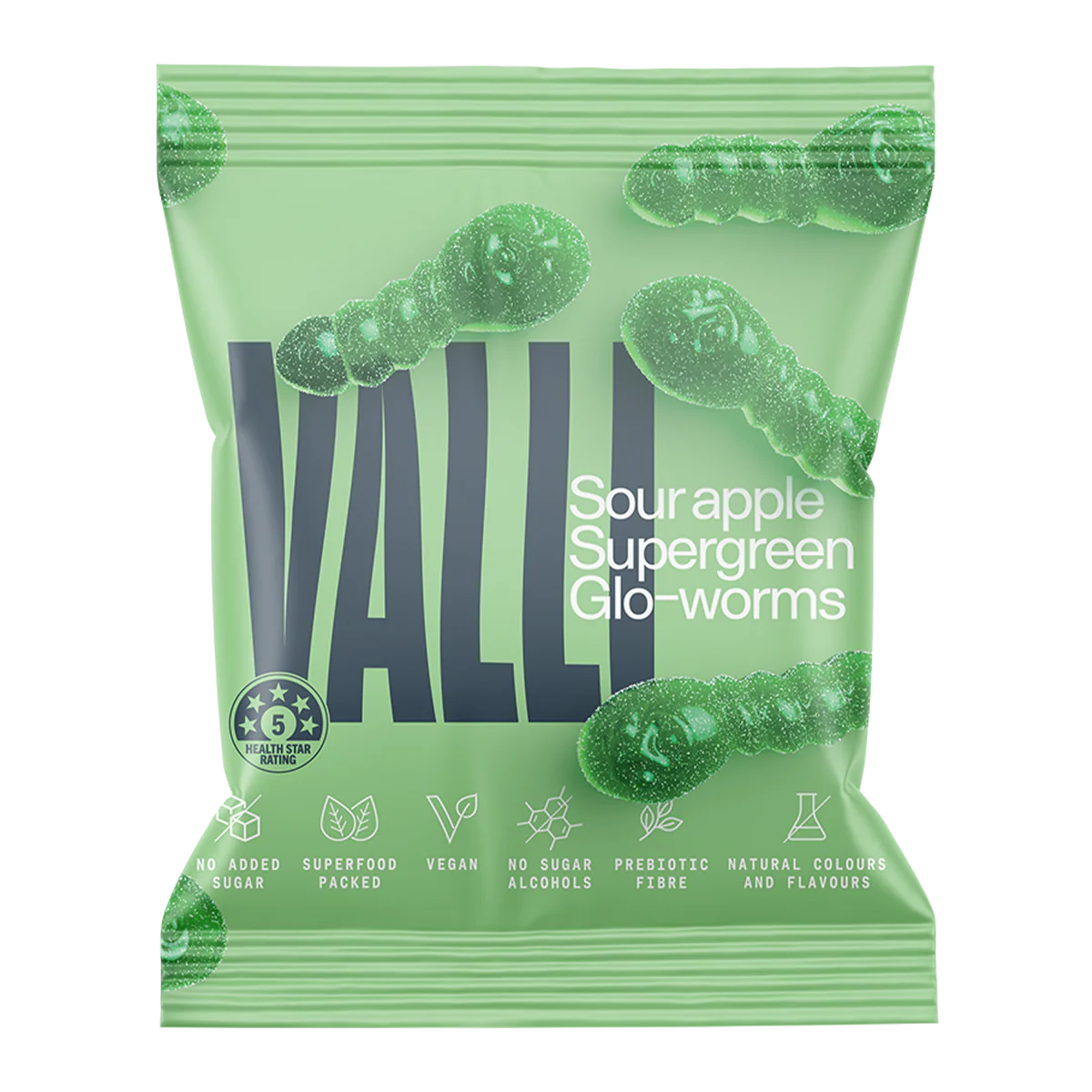 Valli Gummies Sour Apple Glo-worms 50g