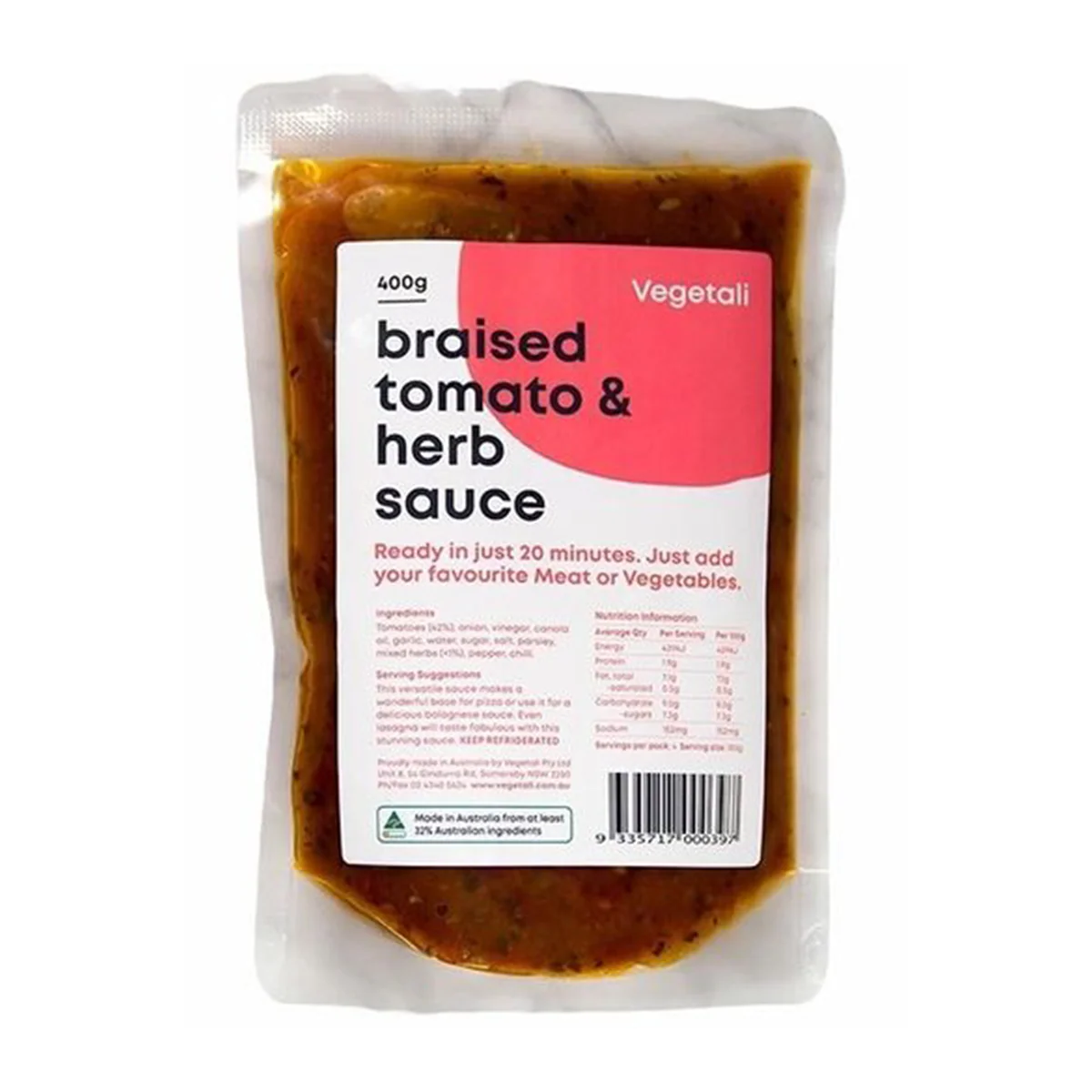 Vegetali Braised Tomato & Herb Sauce 400g