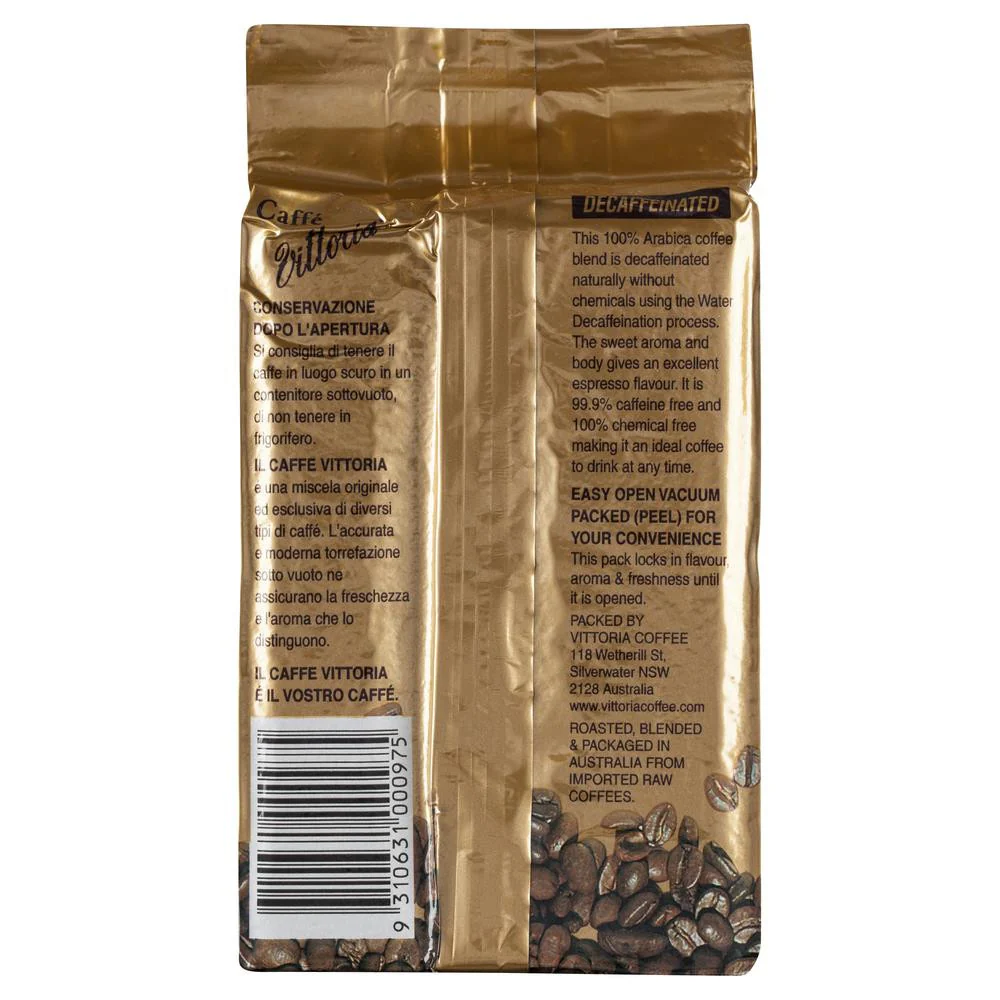 Vittoria Coffee Espresso Natural Decaffeinated Ground Coffee 200g - Image 2