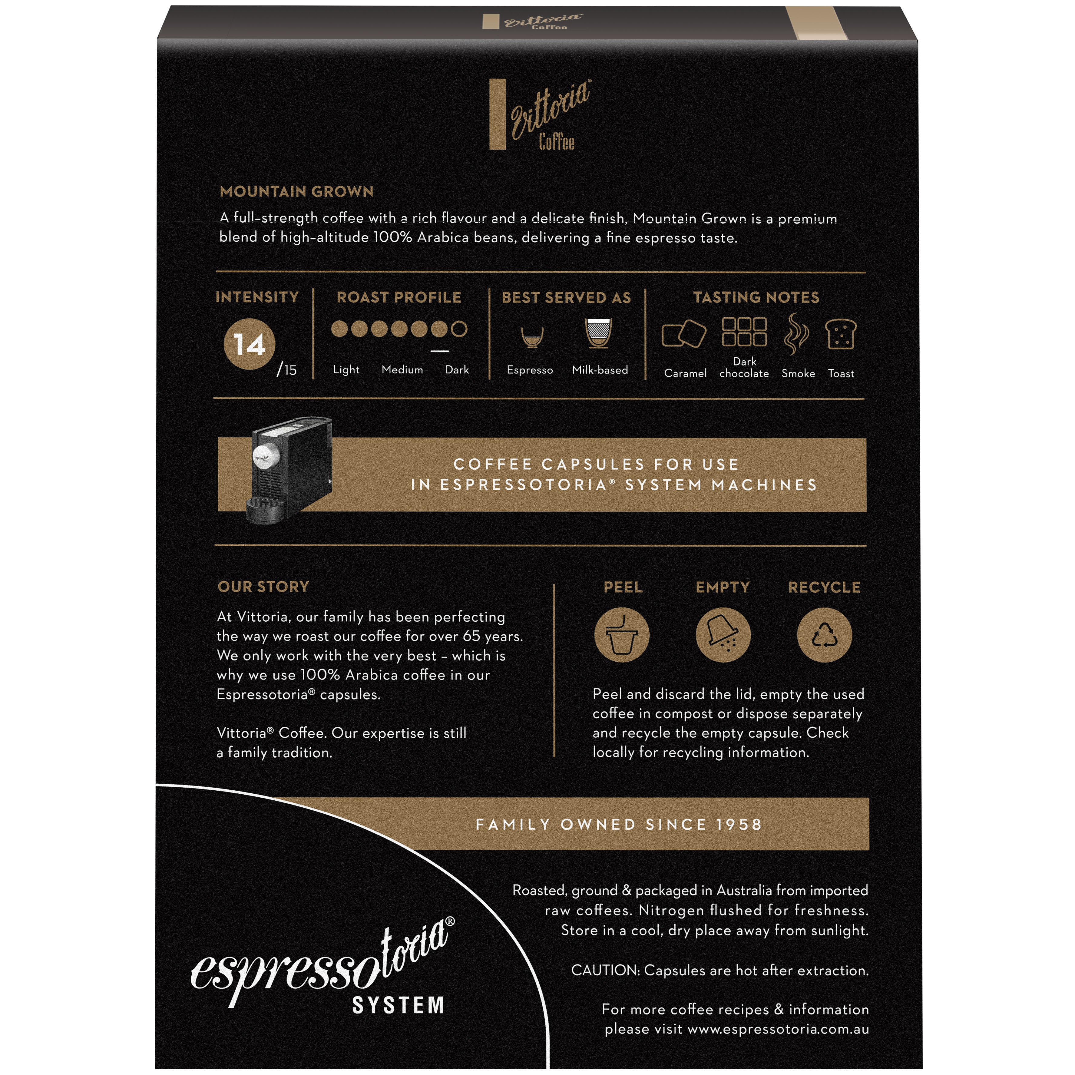 Vittoria Coffee Capsules Mountain Grown Espressotoria System x12 78g - Image 2