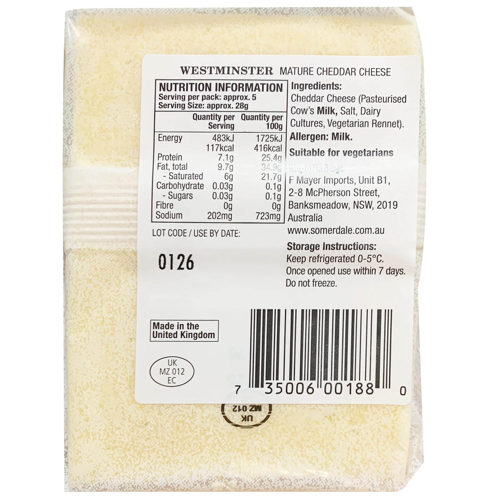 Westminster Mature Cheddar Cheese 150g - Image 2