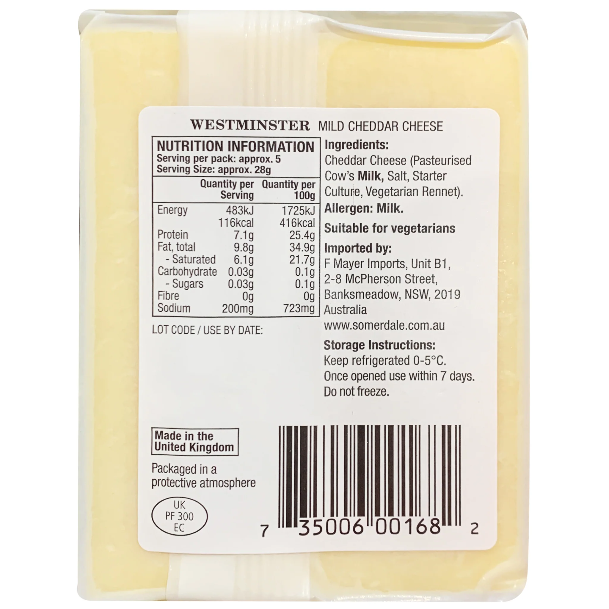 Westminster Mild Cheddar Cheese 150g - Image 2