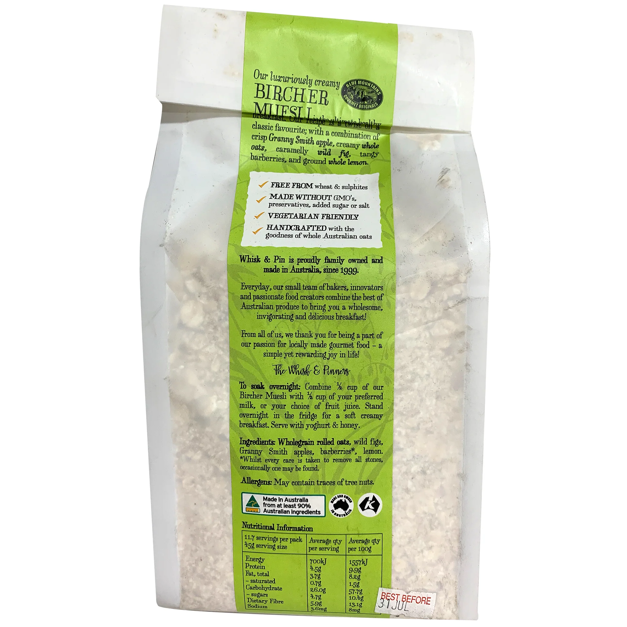 Whisk and Pin Bircher Natural Blend with Wild Fig and Ground Lemon 525g - Image 2
