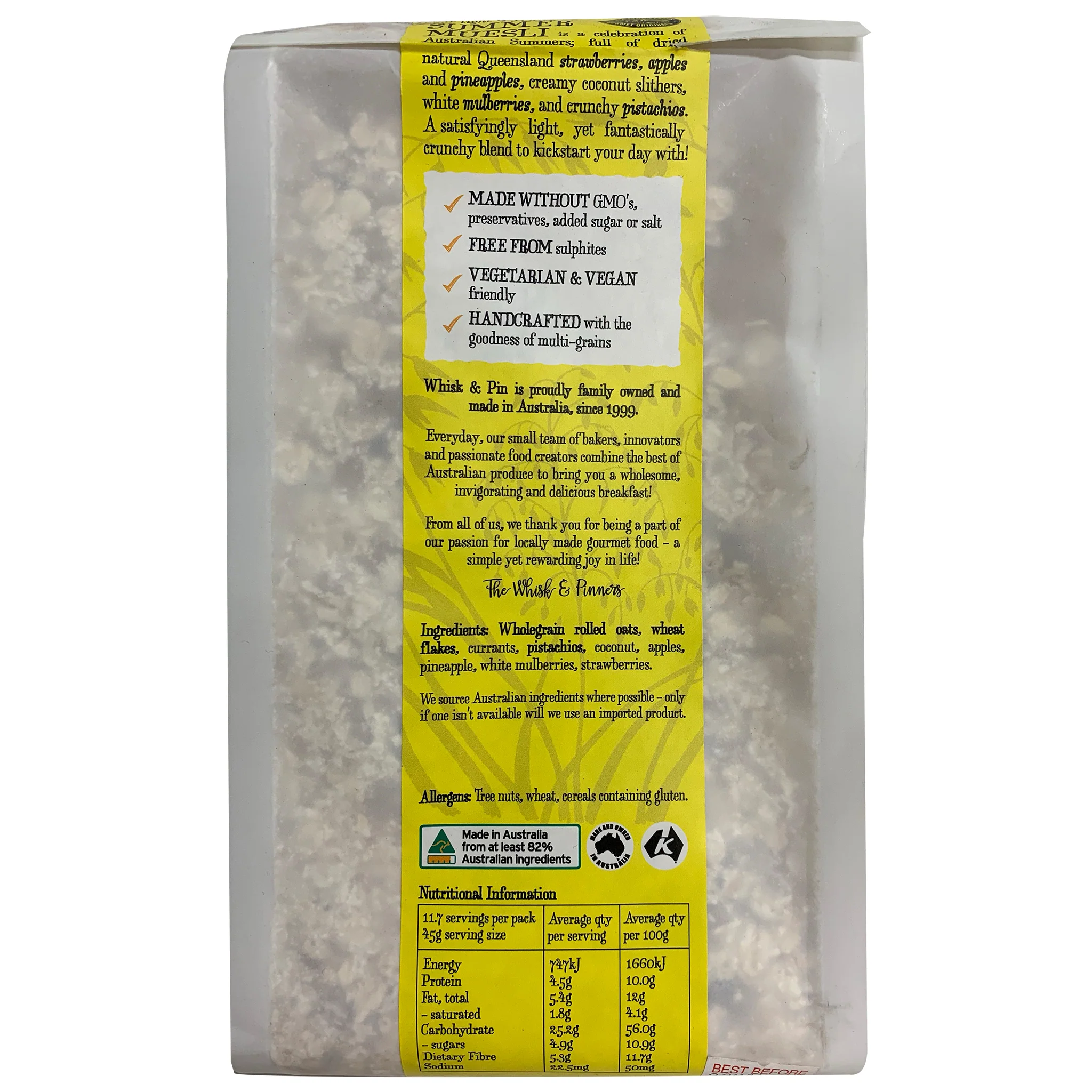 Whisk and Pin Summer Muesli Pistachio and Mulberry 525g - Image 2