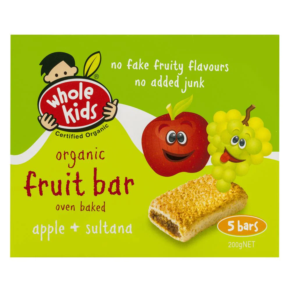 Whole Kids - Fruit Bars Organic - Apple and Sultana (5 Bars, 200g)