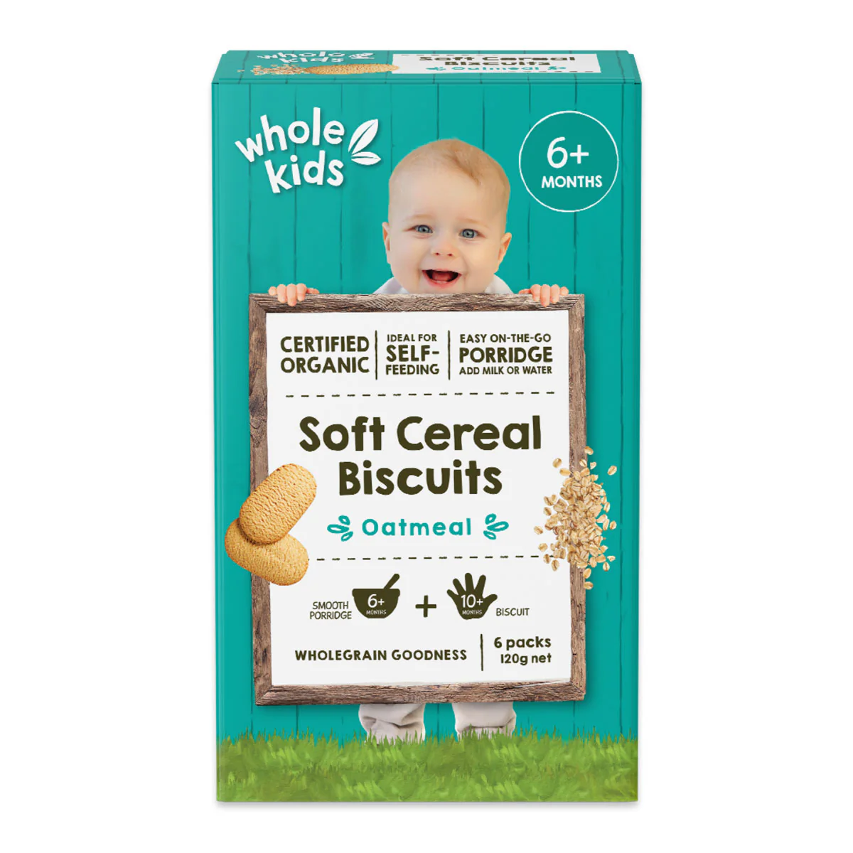 Whole Kids Organic Soft Cereal Biscuits Oatmea 6 Months+ x6 120g