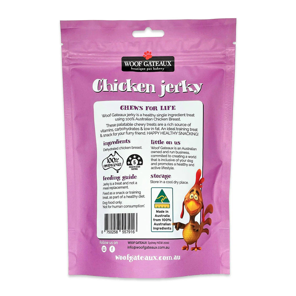 Woof Gateau Dog Treats Chicken Jerky 100g - Image 2