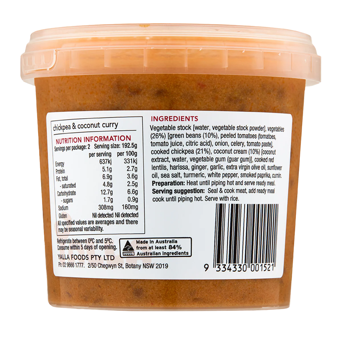 Yalla Chickpea and Coconut Curry 385g - Image 2