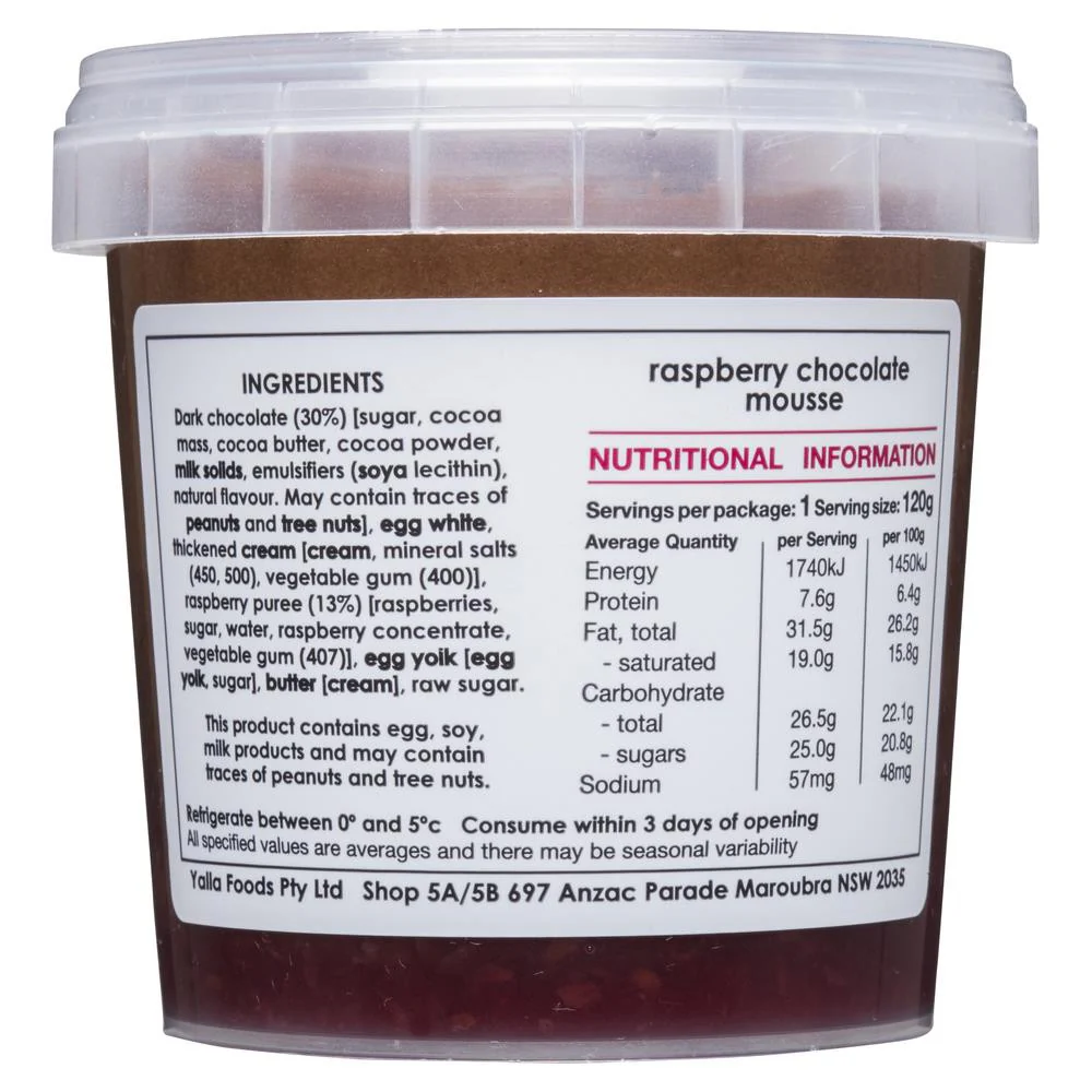 Yalla Raspberry Chocolate Mousse 120g - Image 2