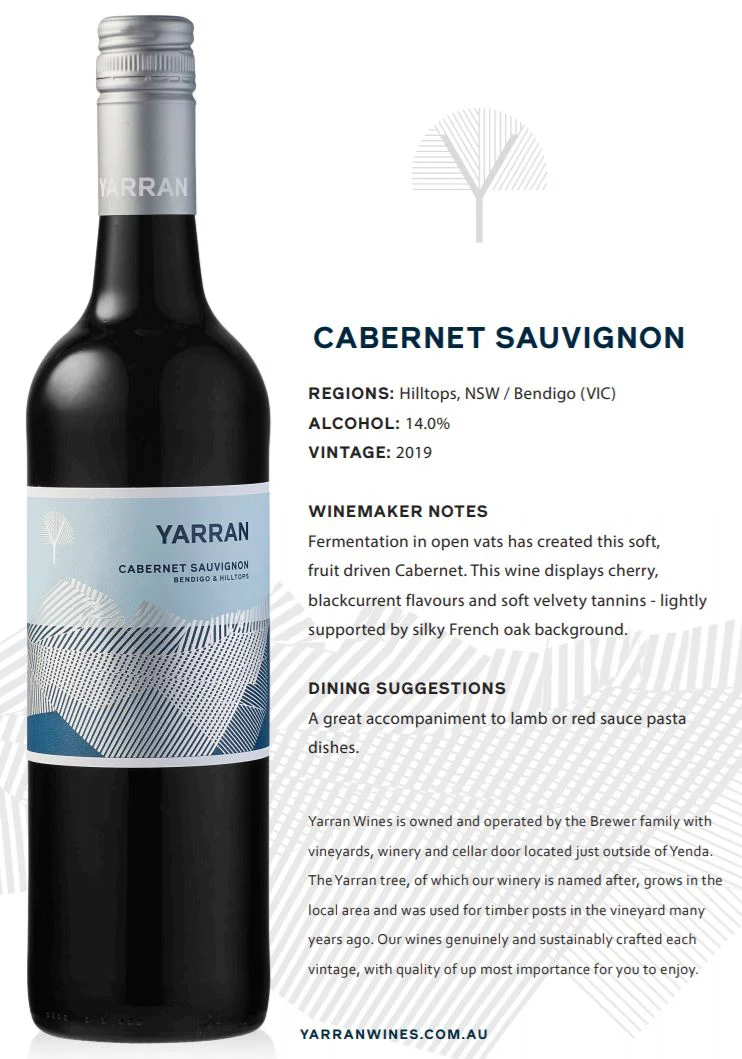 Yarran Cabernet Sauvignon Bendigo and Hilltops NSW Case 12x750ml - Image 2