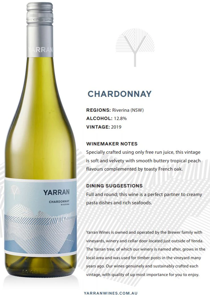 Yarran Chardonnay Riverina NSW 750ml - Image 2