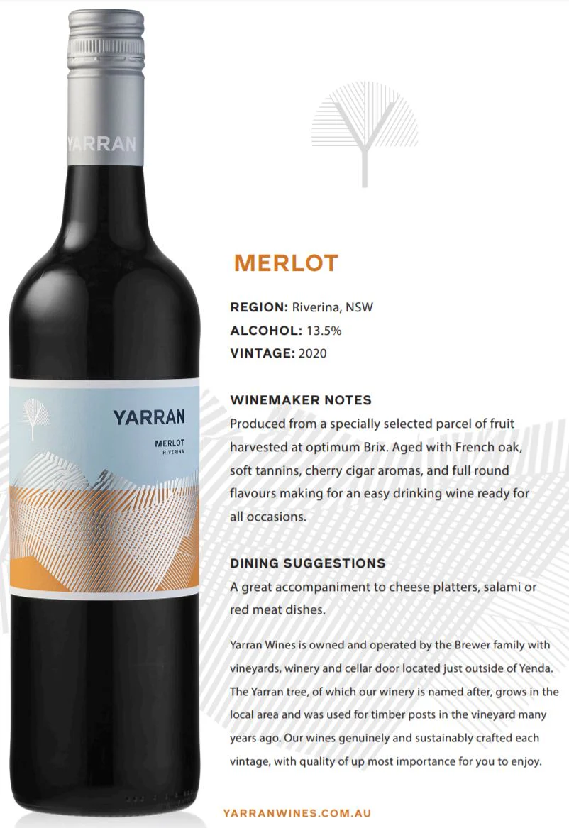 Yarran Merlot Riverina NSW Case 12 x 750ml - Image 2