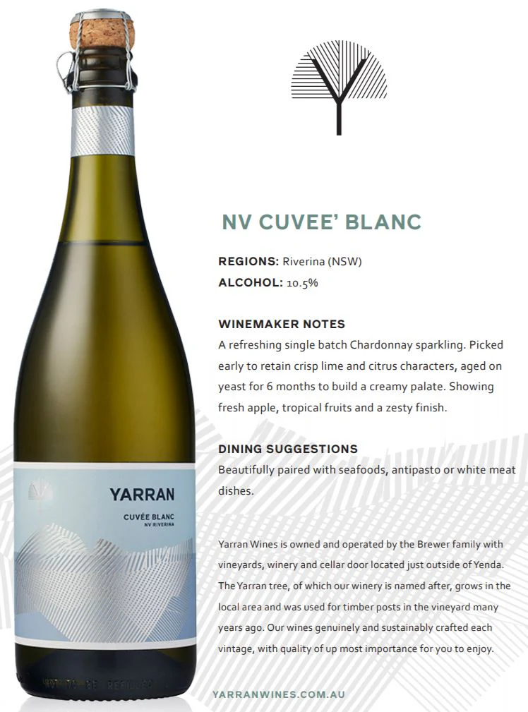 Yarran NV Cuvee Blanc Riverina NSW 750ml - Image 2