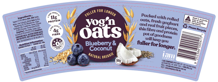 Yog'n Oats Blueberry and Coconut 150g - Image 2