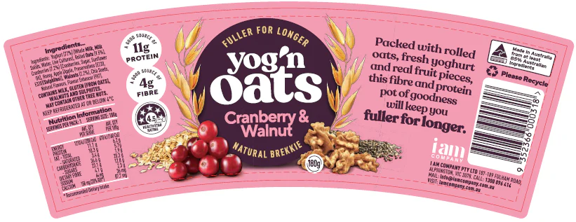 Yog'n Oats Cranberry and Walnut 150g - Image 2