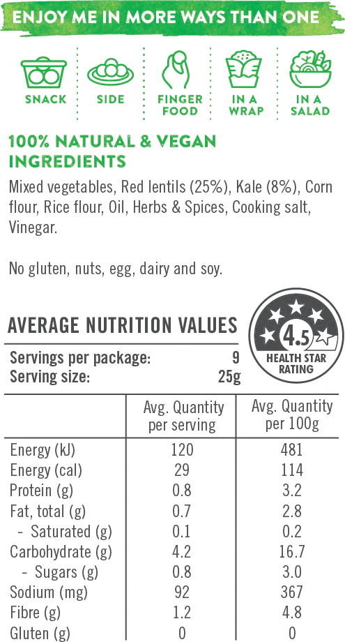 Yummy Karma Red Lentil and Kale Bites 225g - Image 3