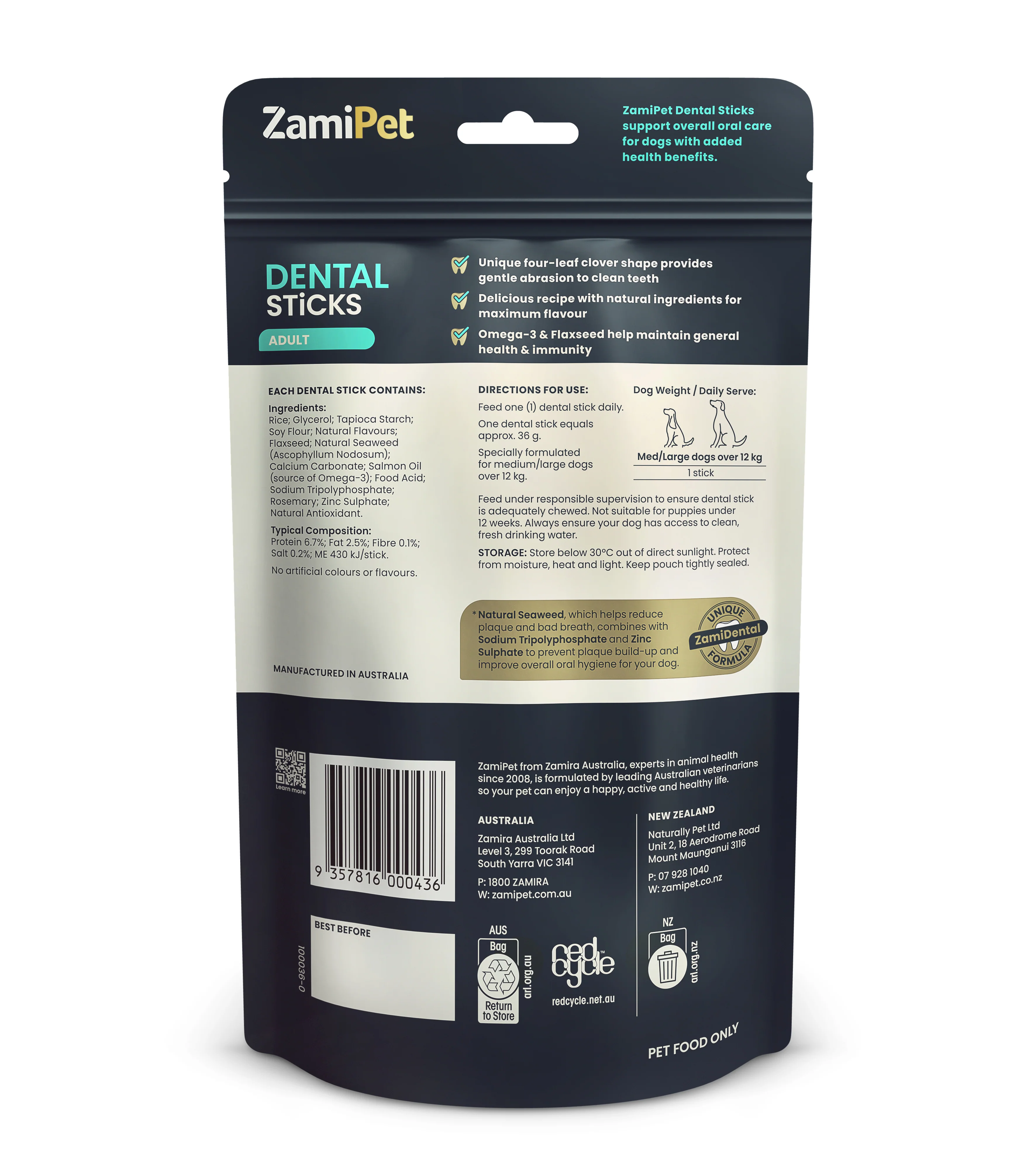 ZamiPet Dental Sticks Adult Med/Large Dogs x6 200g - Image 2