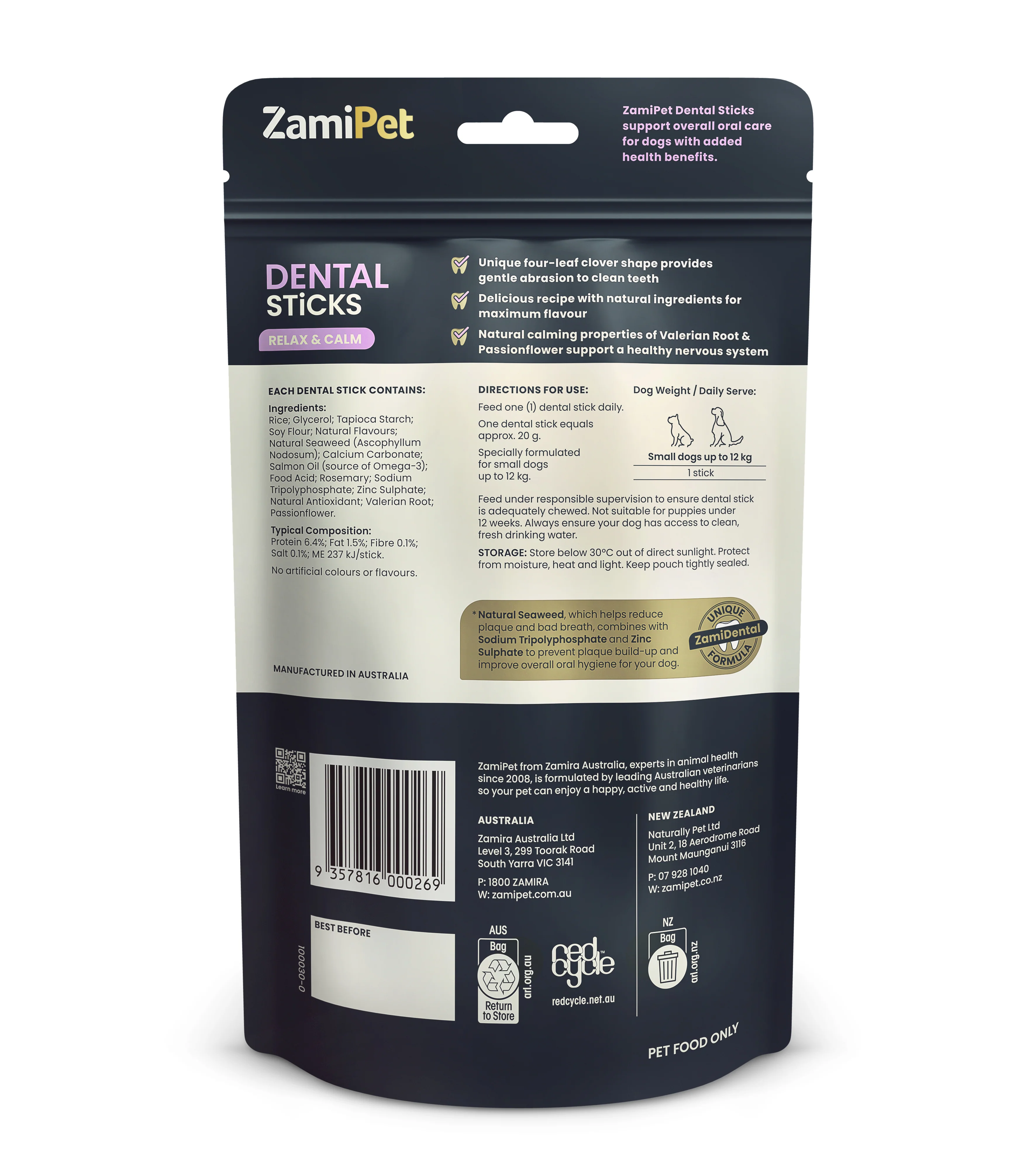 ZamiPet Dental Sticks Relax & Calm Small Dogs x10 190g - Image 2