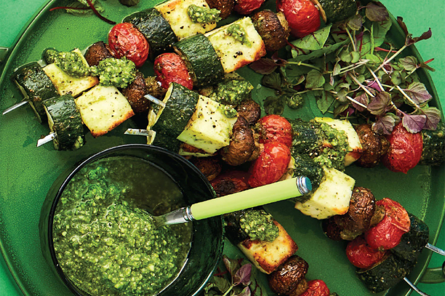 Zucchini & Halloumi Skewers - with Pesto - Image 2